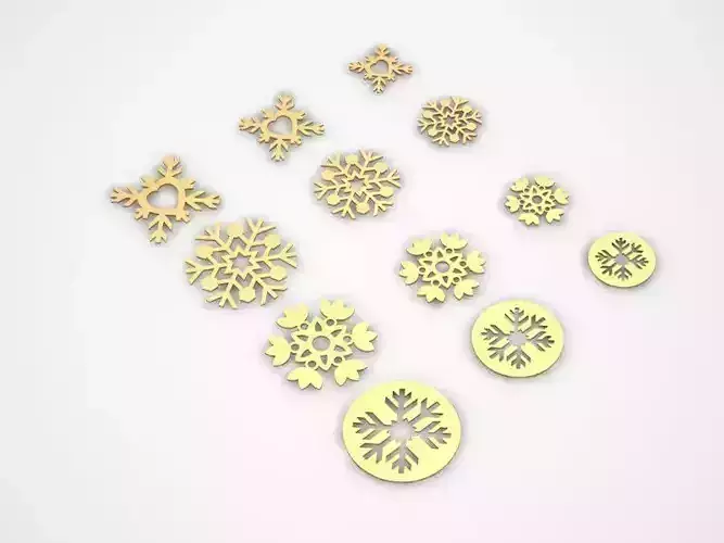 12 Pieces SnowFlake 3D print model