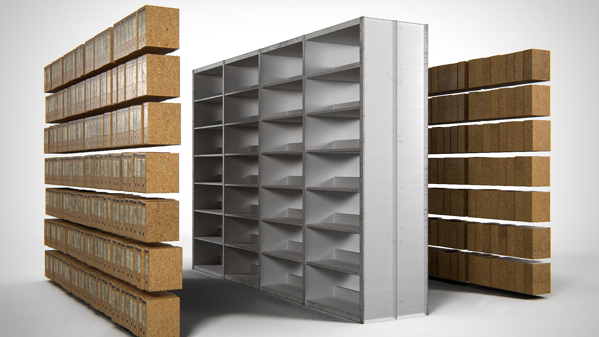Archive Shelving PBR Low-poly 3D model_7