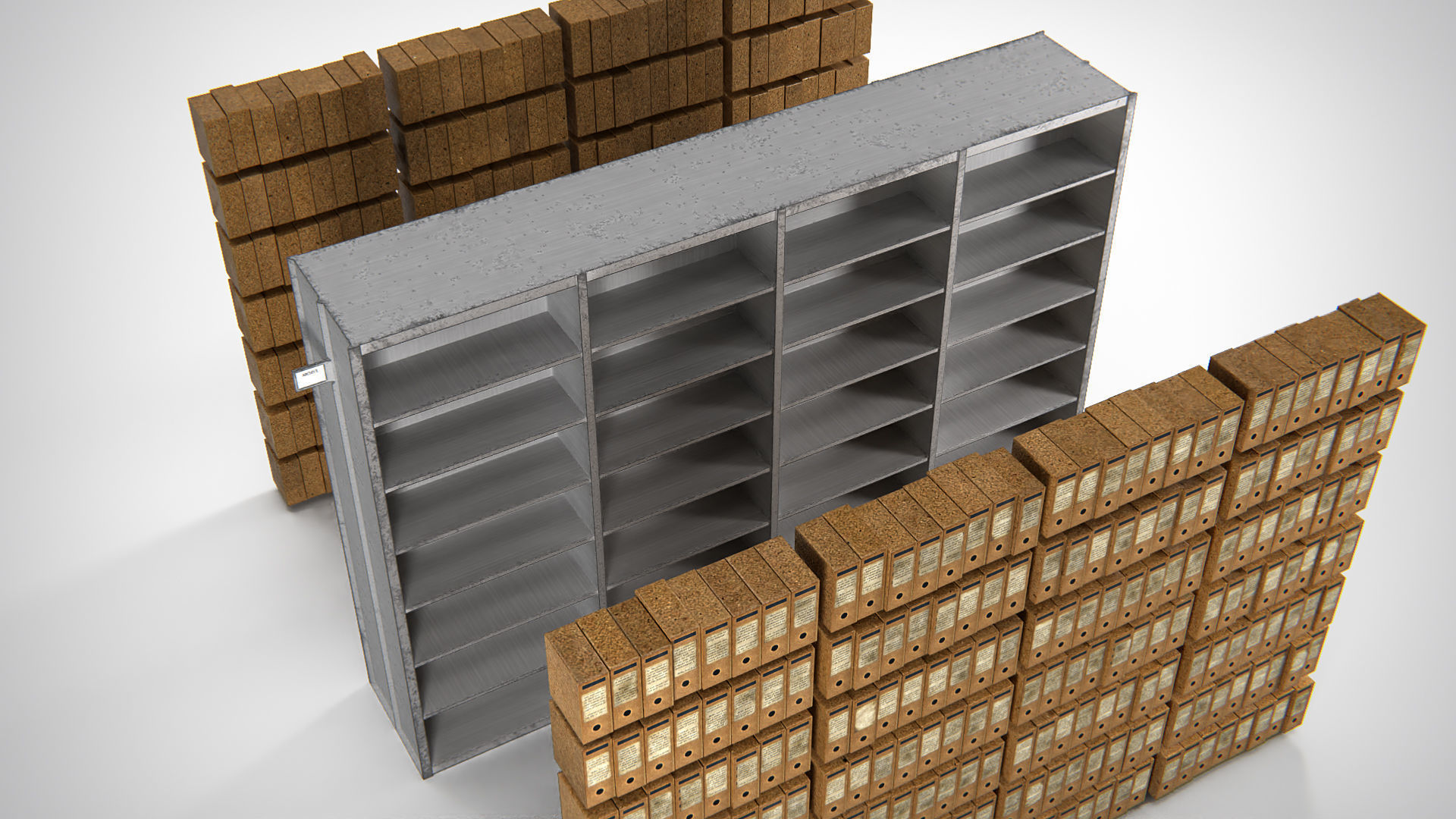 Archive Shelving PBR Low-poly 3D model_4