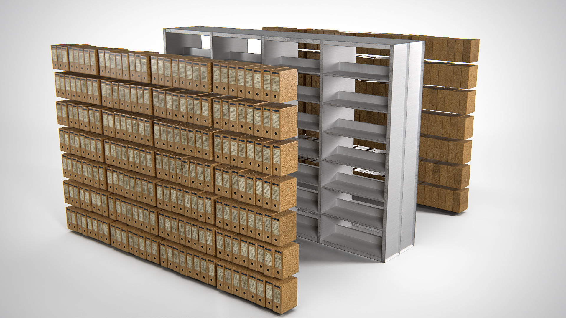 Archive Shelving PBR Low-poly 3D model_9