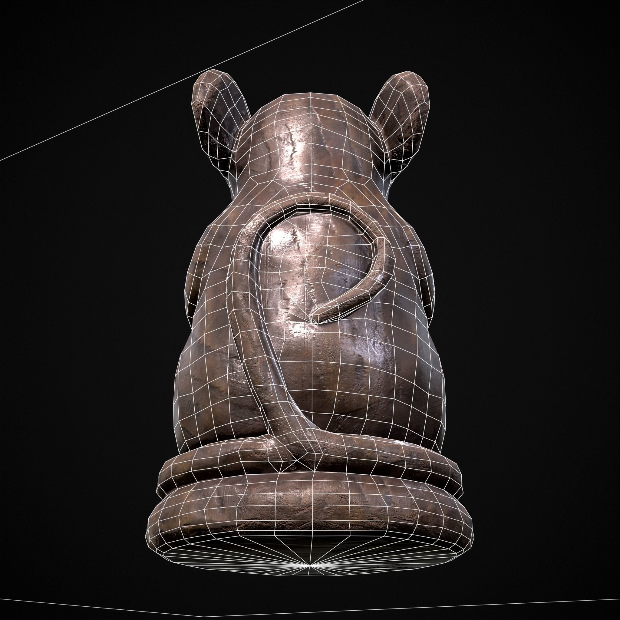 Wooden Praying Mouse Toy Low-poly 3D model_21