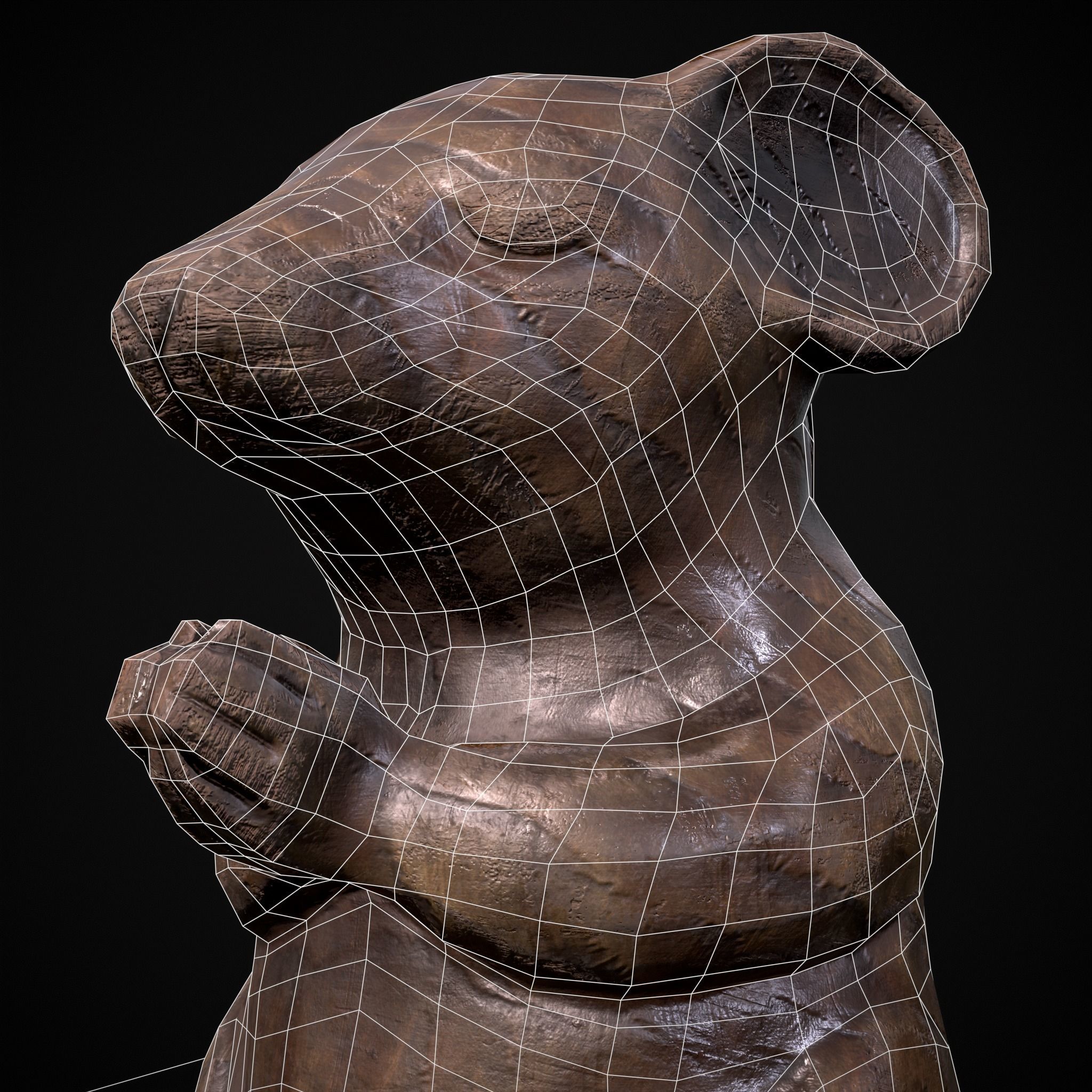Wooden Praying Mouse Toy Low-poly 3D model_25