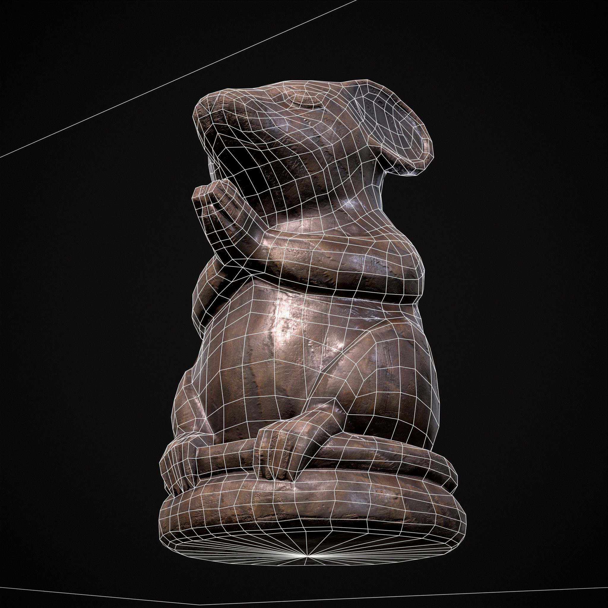 Wooden Praying Mouse Toy Low-poly 3D model_19