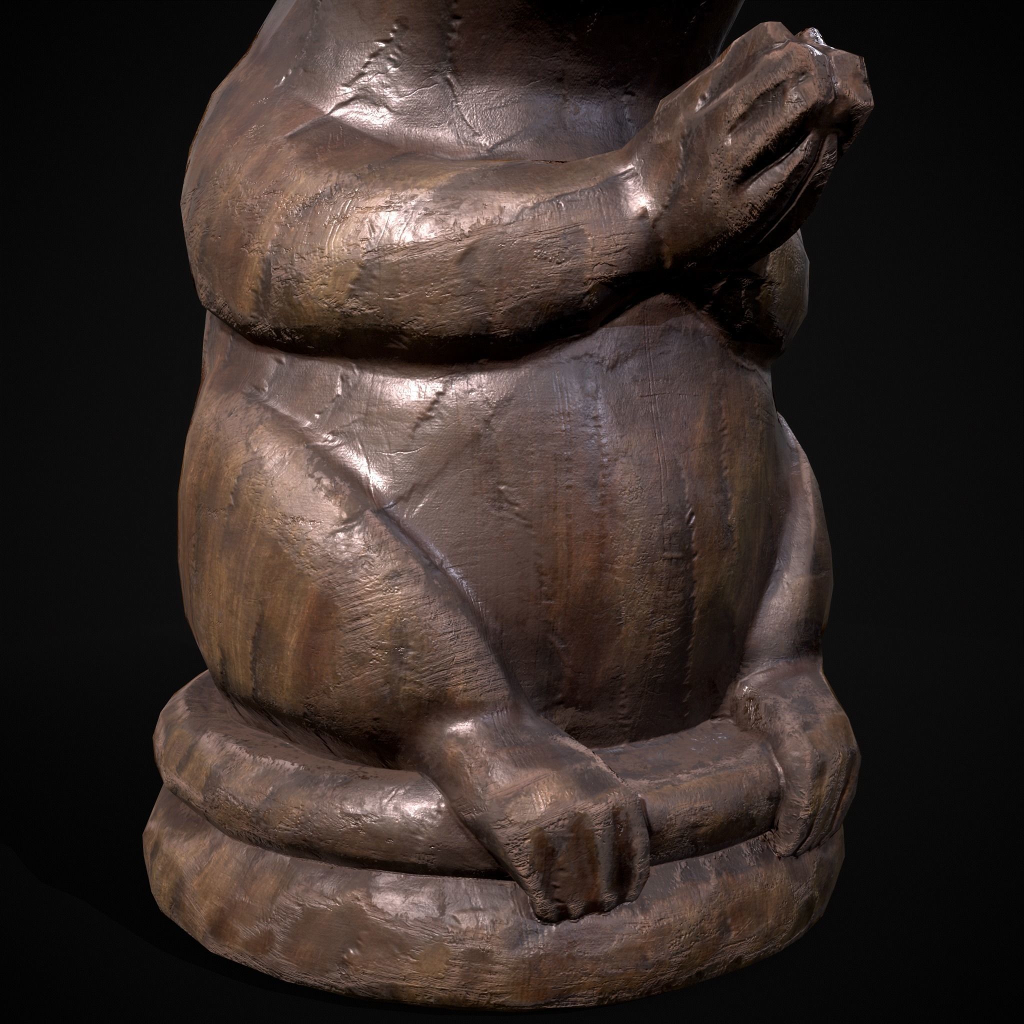 Wooden Praying Mouse Toy Low-poly 3D model_27