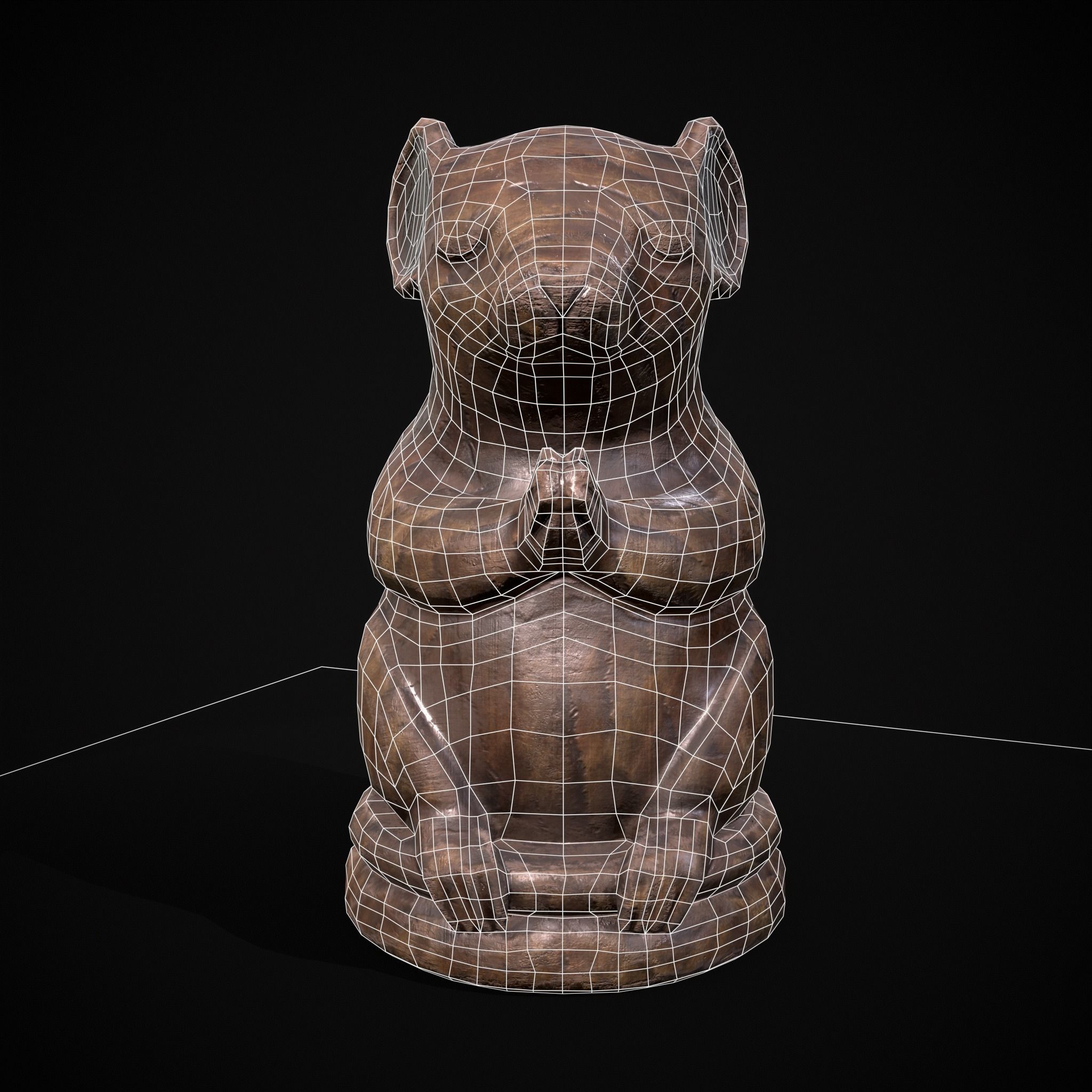 Wooden Praying Mouse Toy Low-poly 3D model_15