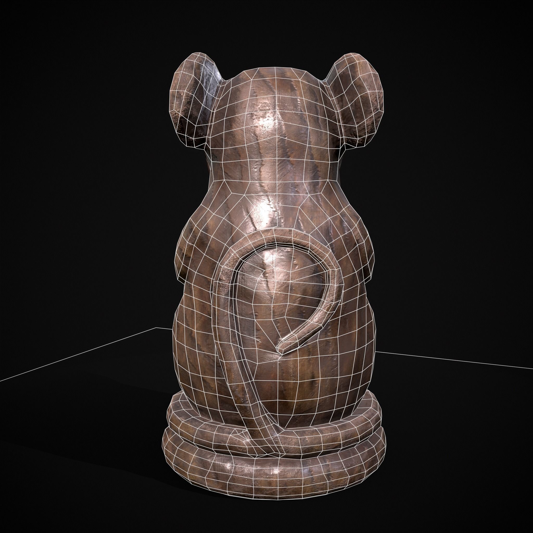 Wooden Praying Mouse Toy Low-poly 3D model_8
