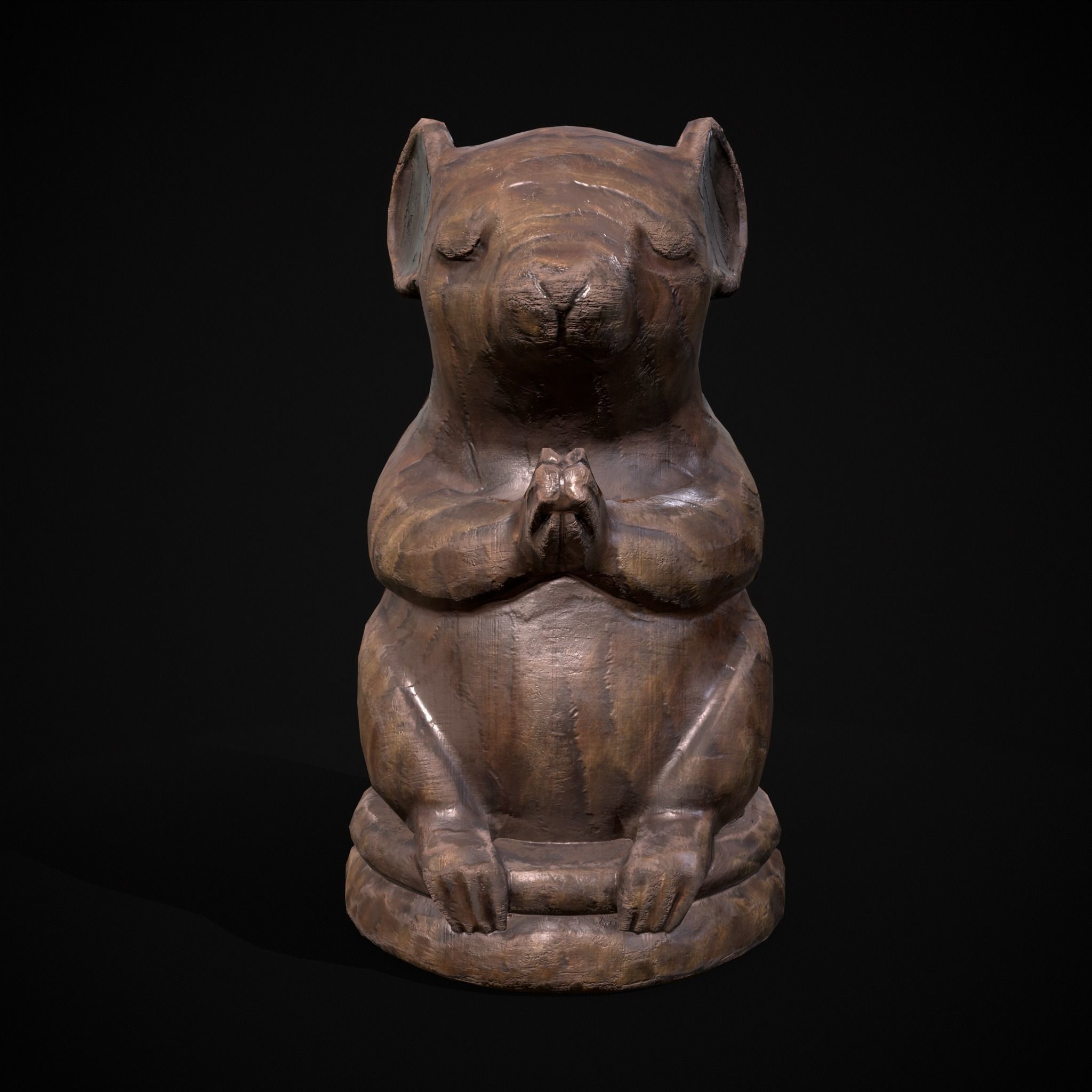 Wooden Praying Mouse Toy Low-poly 3D model_14