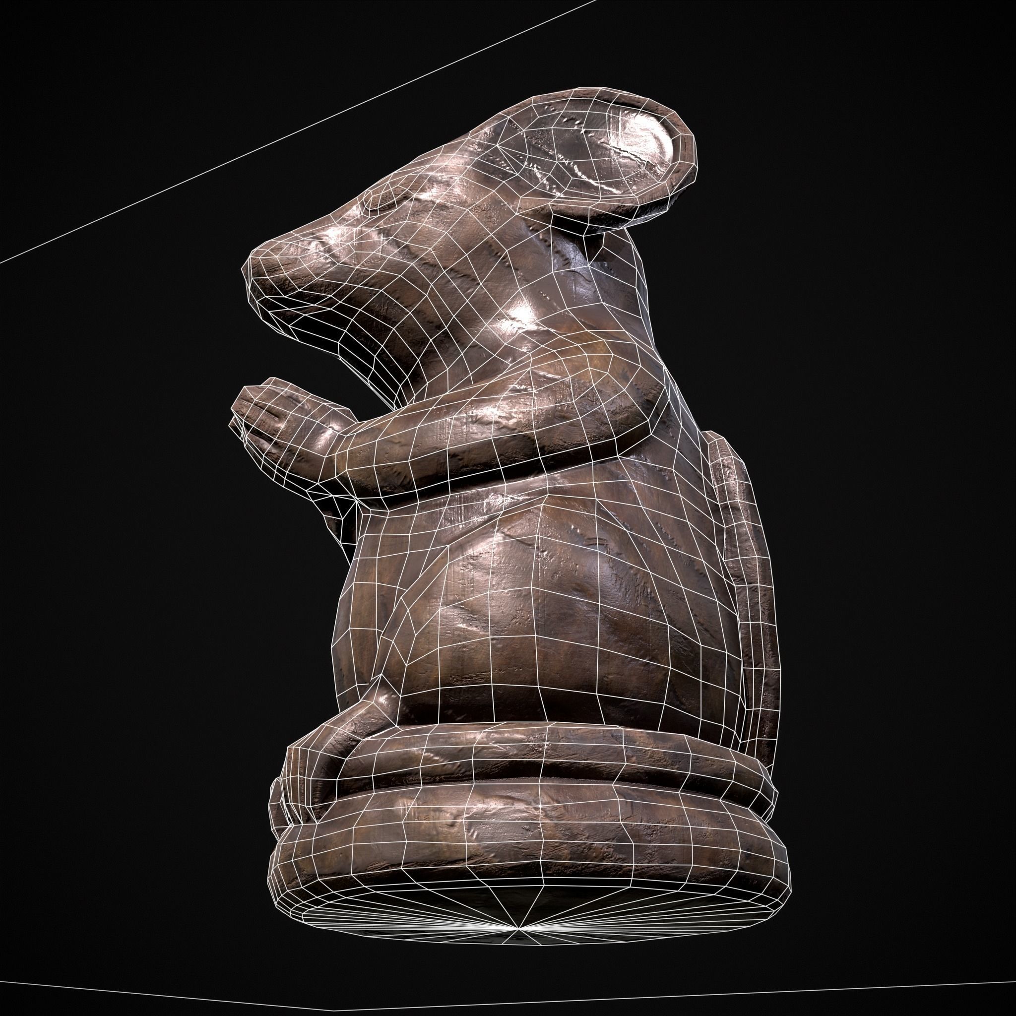 Wooden Praying Mouse Toy Low-poly 3D model_22