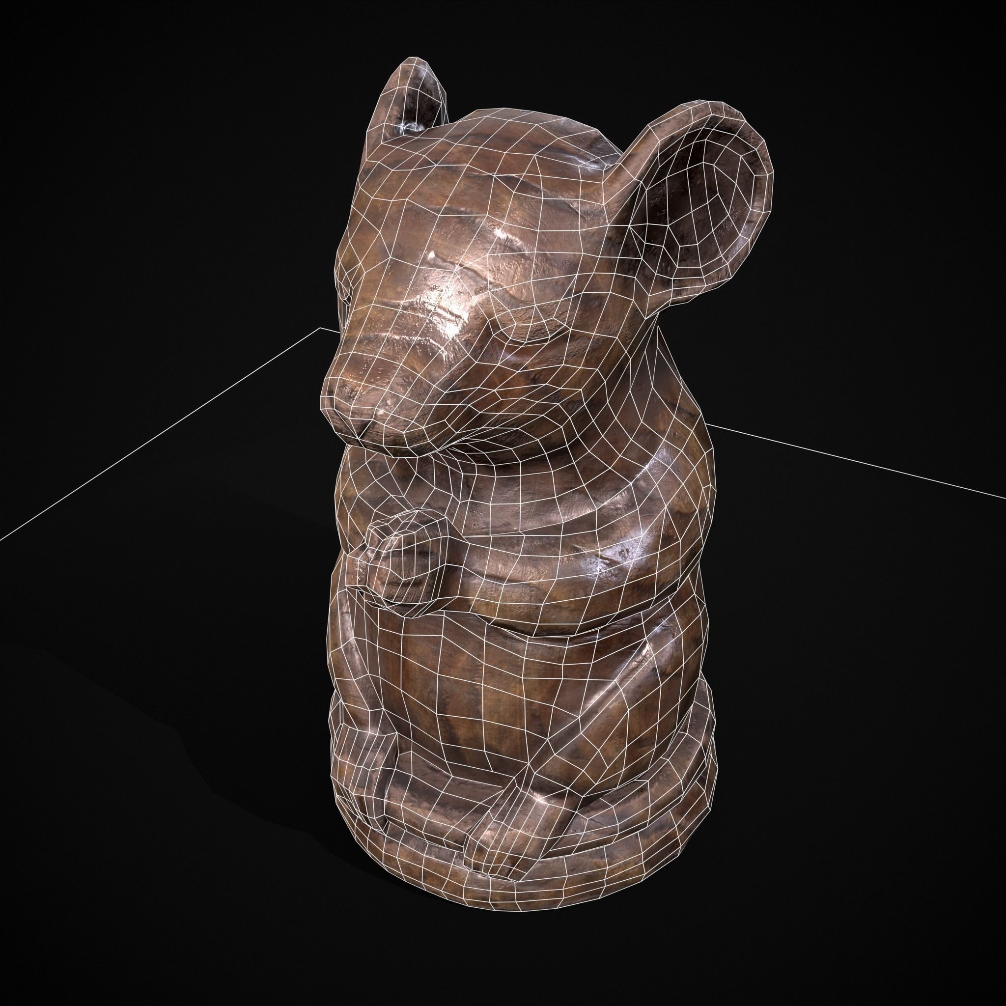 Wooden Praying Mouse Toy Low-poly 3D model_29