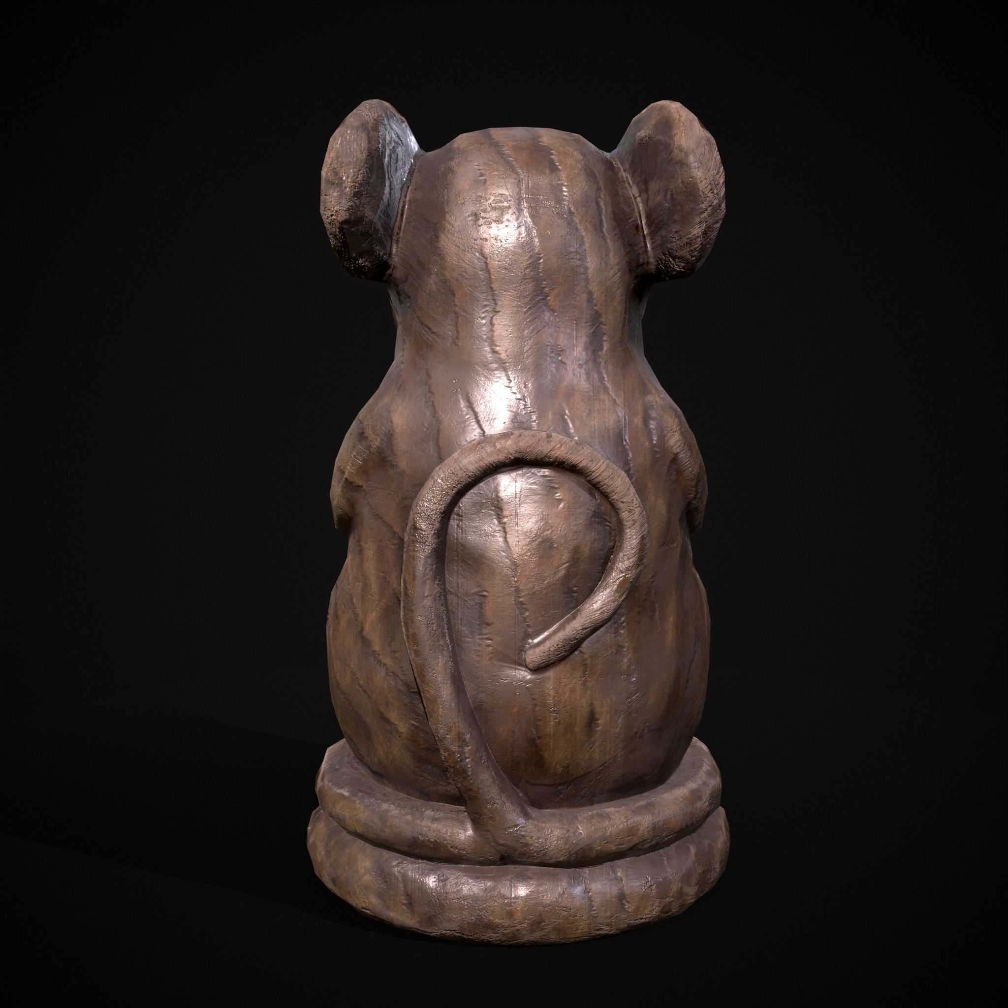 Wooden Praying Mouse Toy Low-poly 3D model_7