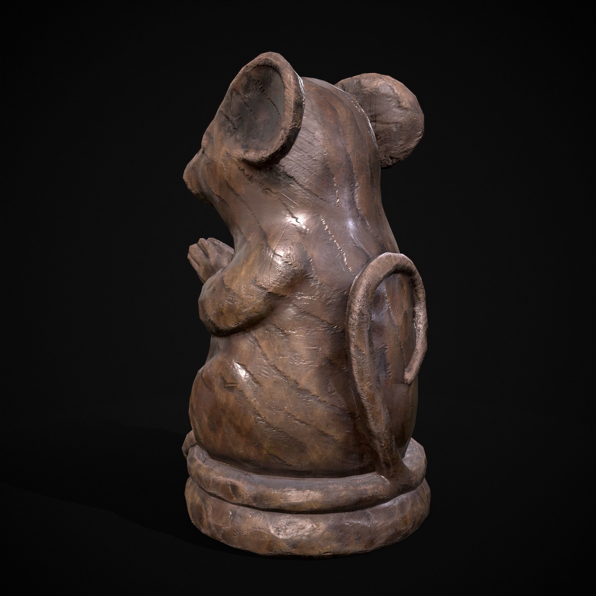 Wooden Praying Mouse Toy Low-poly 3D model_5