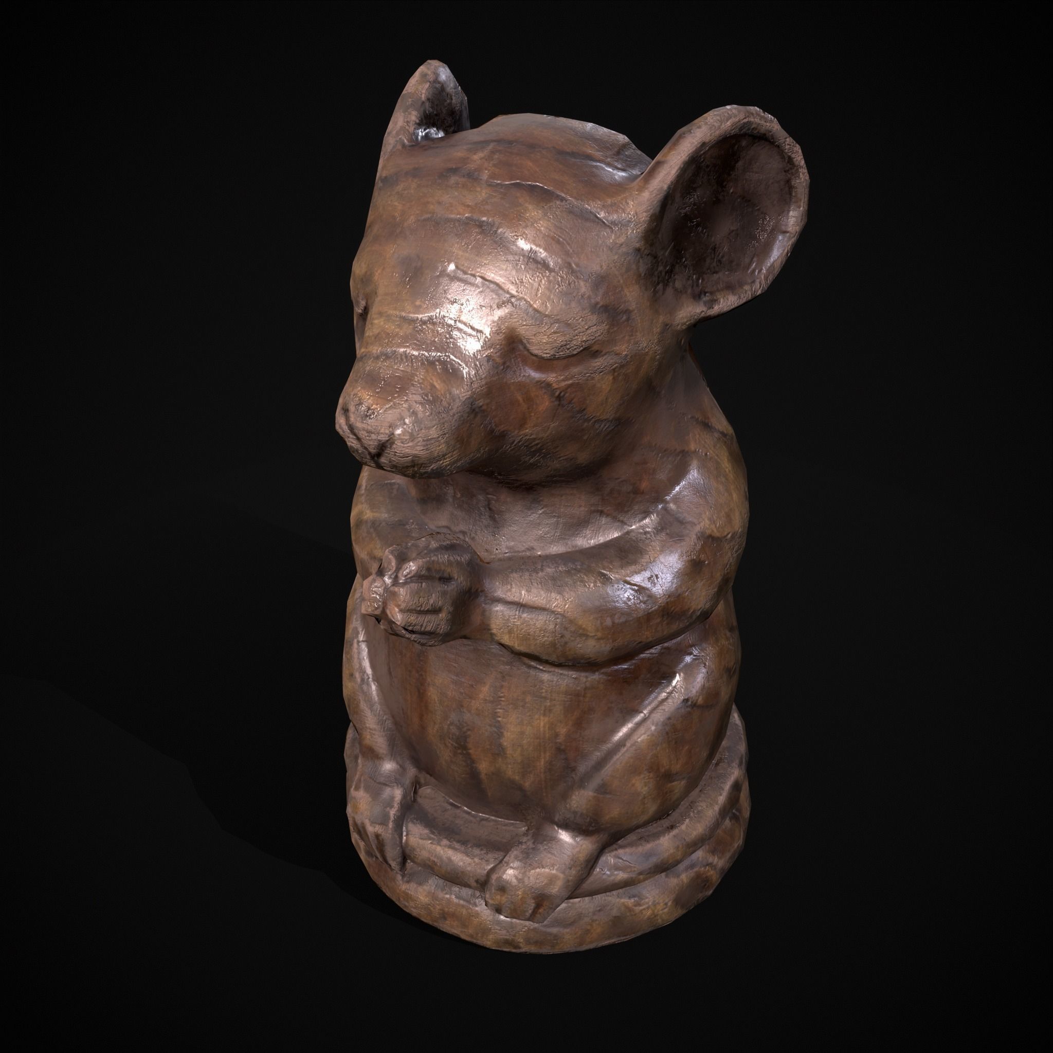 Wooden Praying Mouse Toy Low-poly 3D model_28