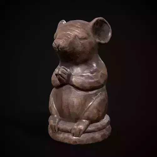Wooden Praying Mouse Toy Low-poly 3D model