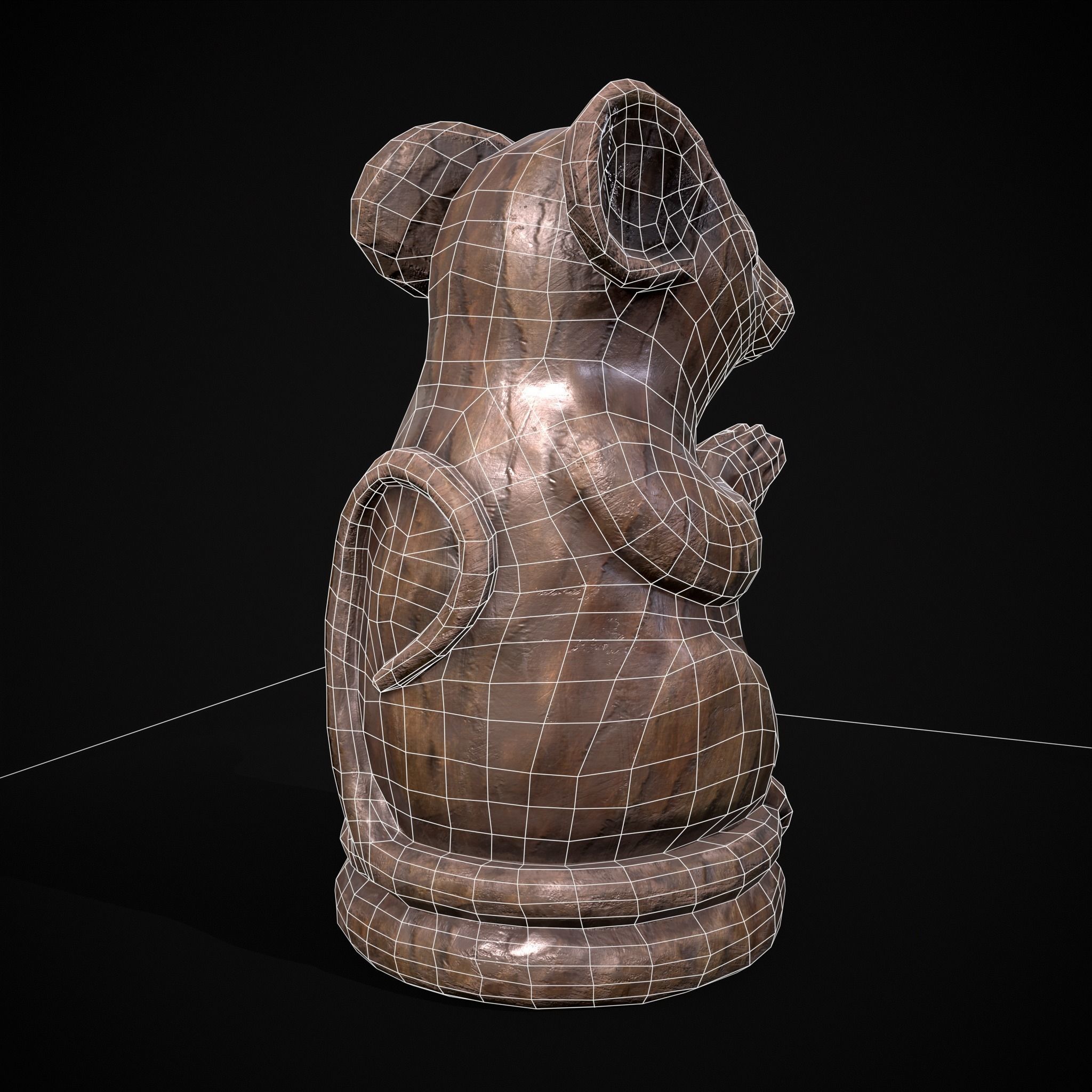 Wooden Praying Mouse Toy Low-poly 3D model_10