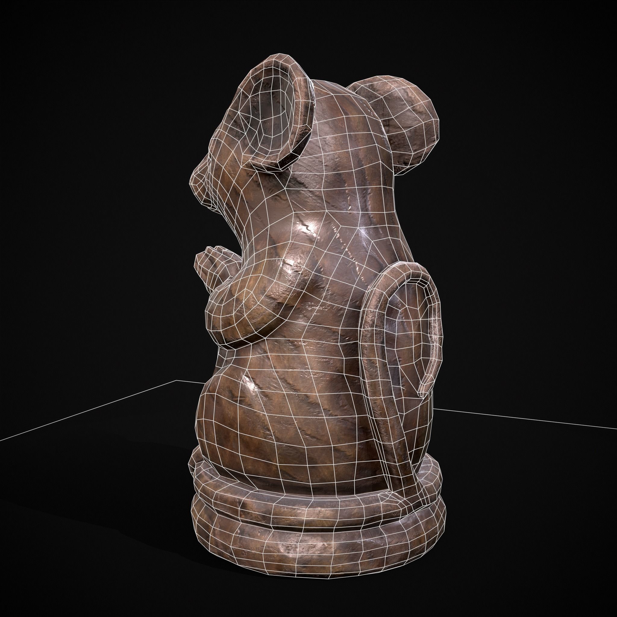 Wooden Praying Mouse Toy Low-poly 3D model_6