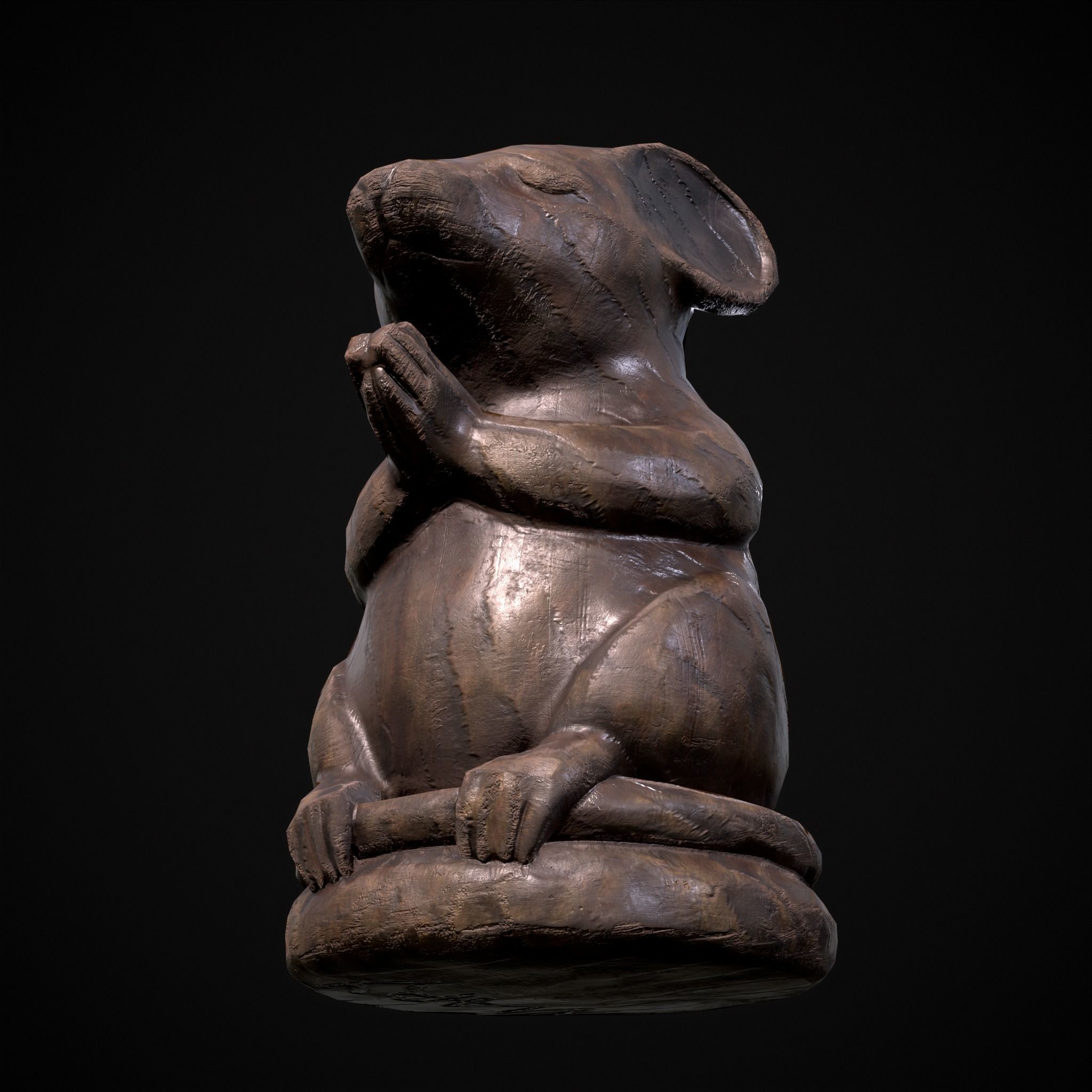 Wooden Praying Mouse Toy Low-poly 3D model_18