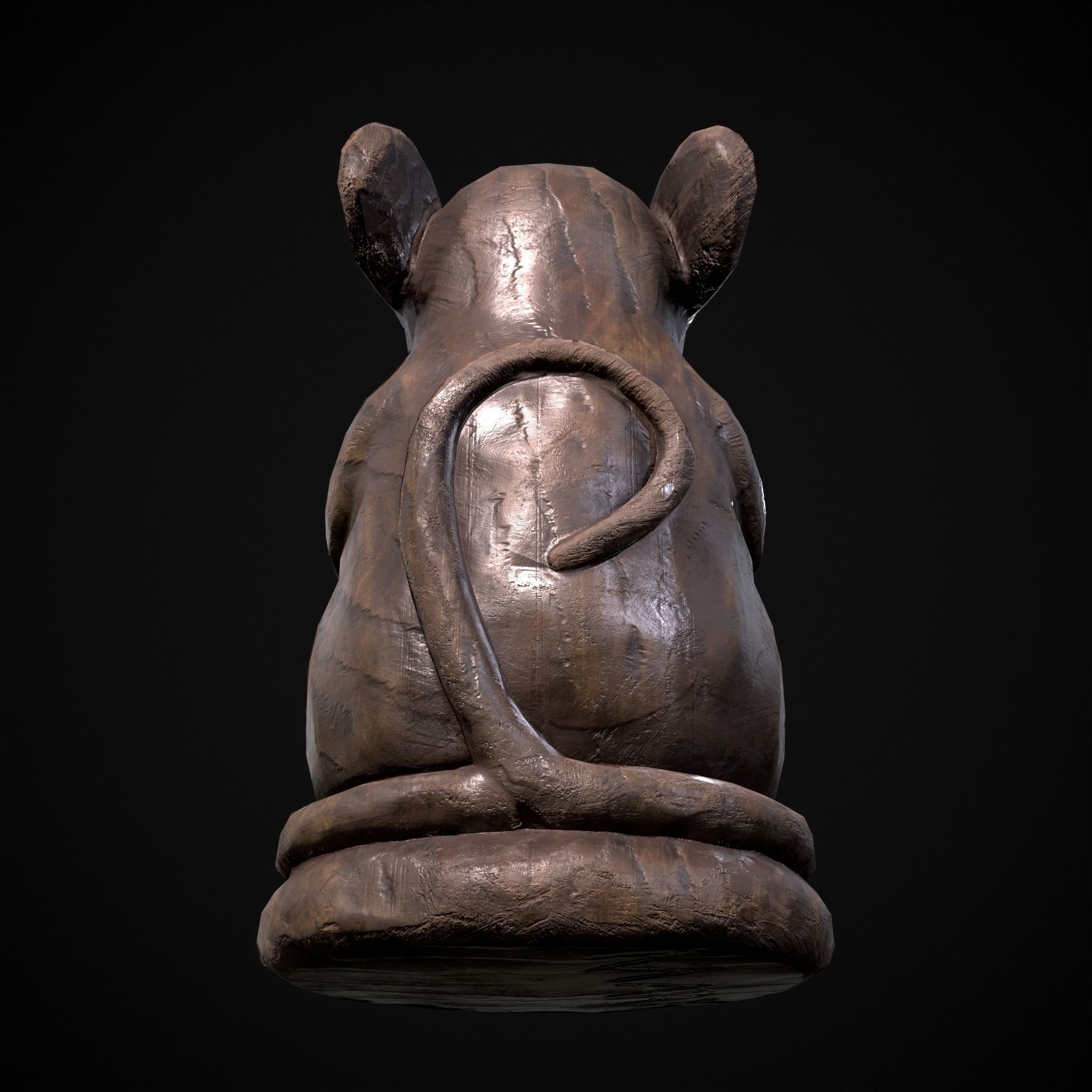 Wooden Praying Mouse Toy Low-poly 3D model_20