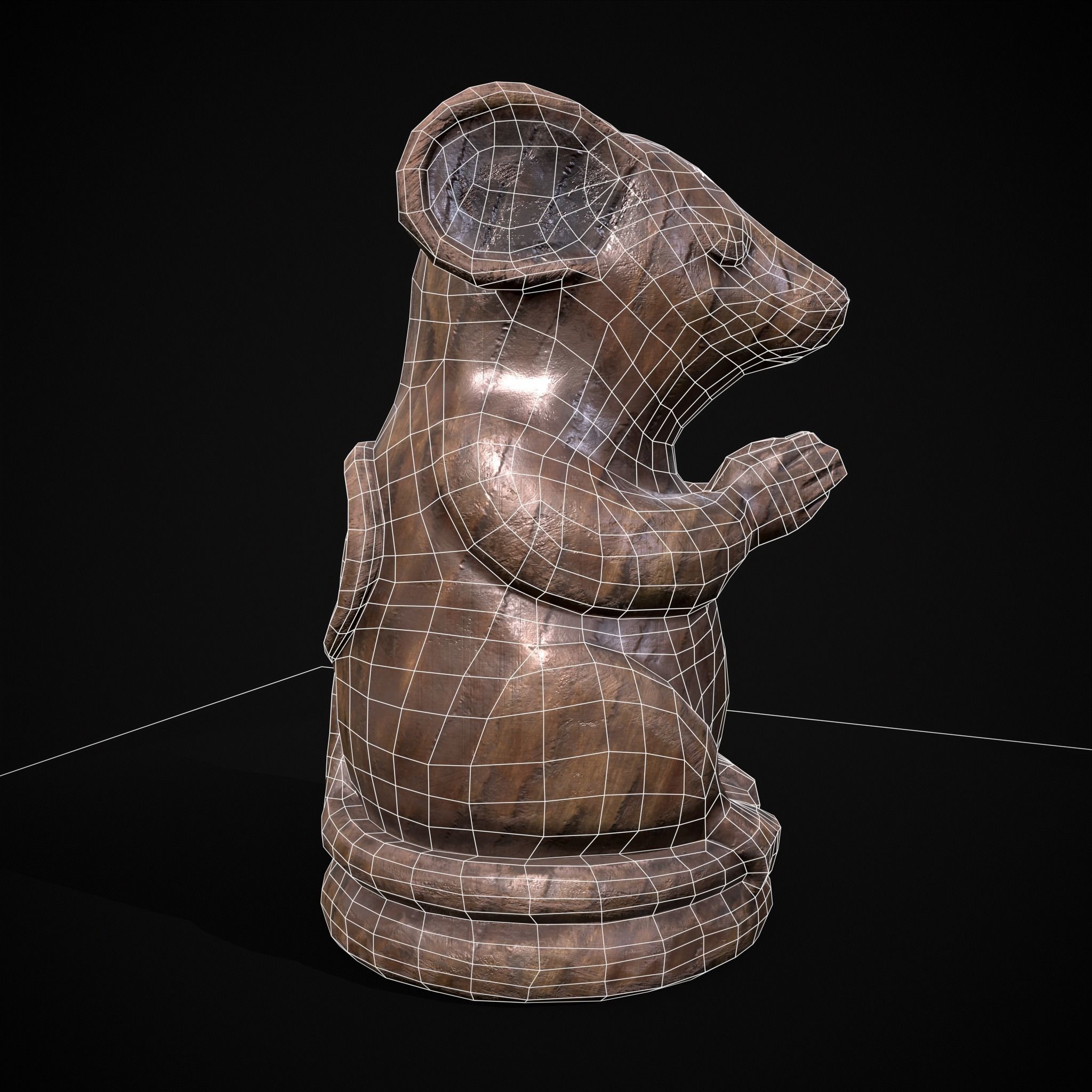 Wooden Praying Mouse Toy Low-poly 3D model_12