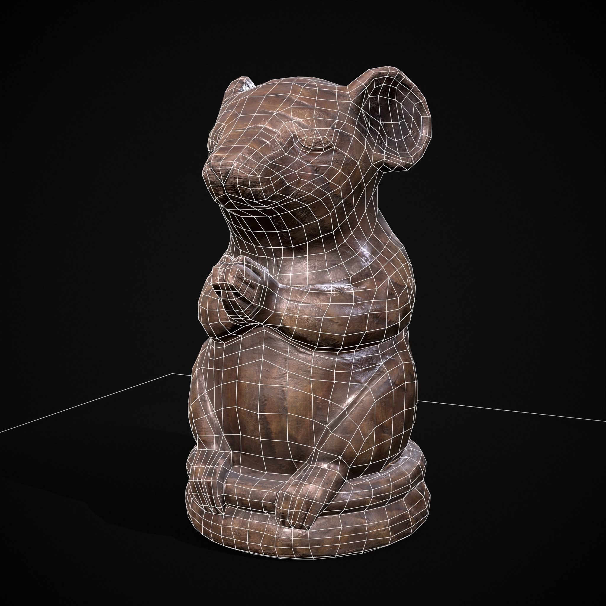 Wooden Praying Mouse Toy Low-poly 3D model_2