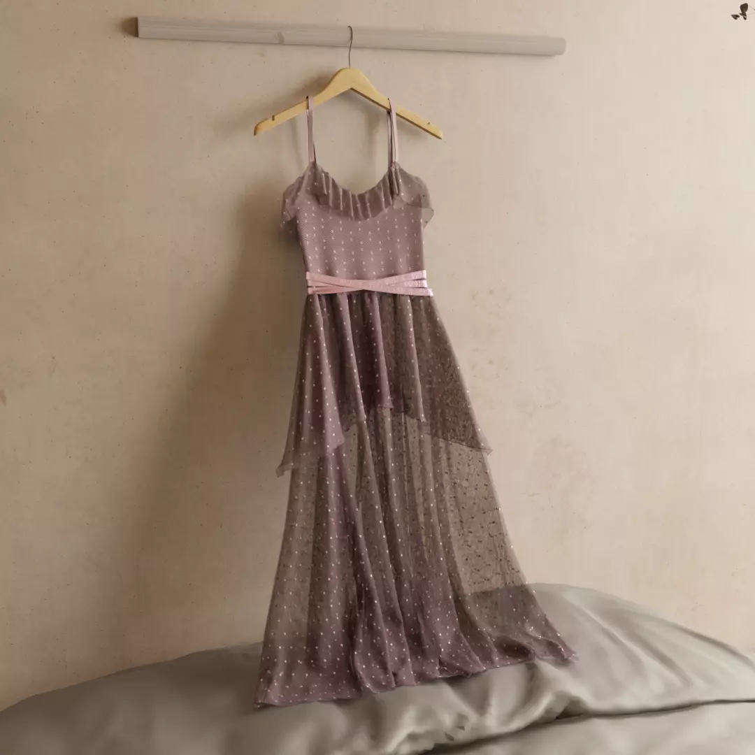 HANGED RUFFLE DRESS  3D model_0