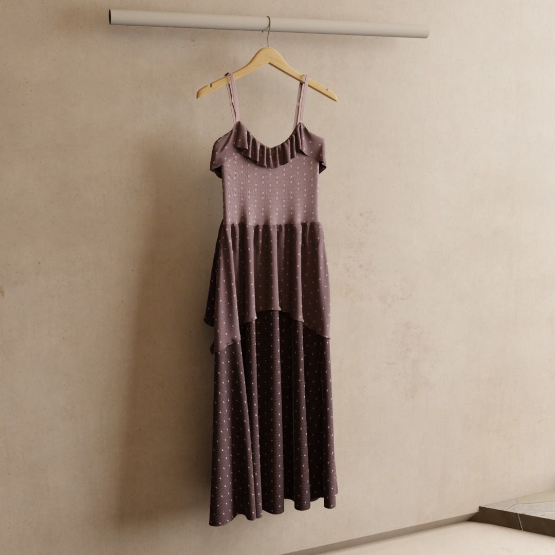 HANGED RUFFLE DRESS  3D model_2