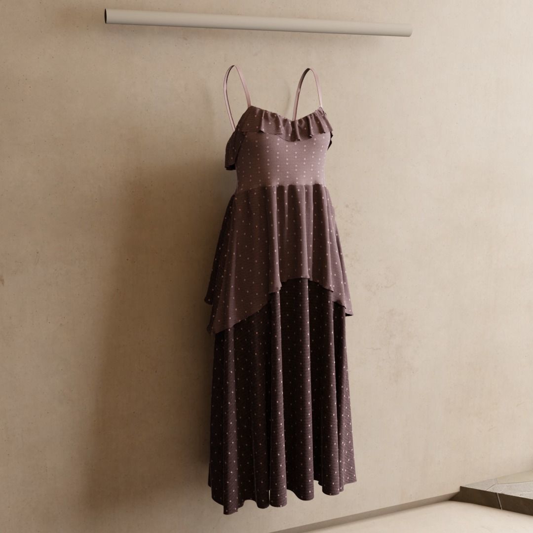 HANGED RUFFLE DRESS  3D model_5