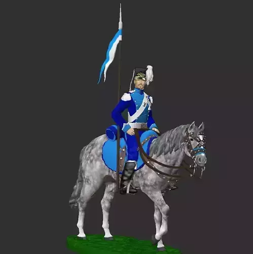 Ulhan on horseback - Polish lancer - Napoleonic wars 3D print model