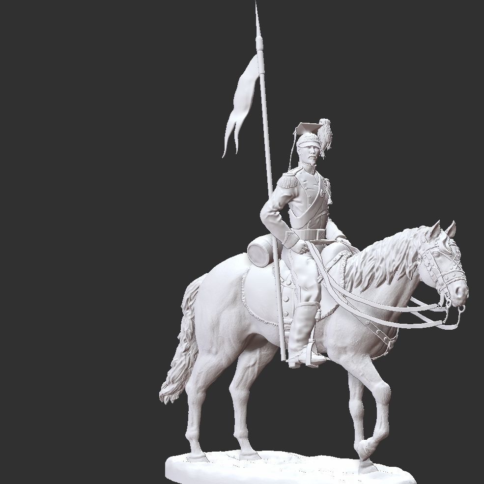 Ulhan on horseback - Polish lancer - Napoleonic wars 3D print model_2
