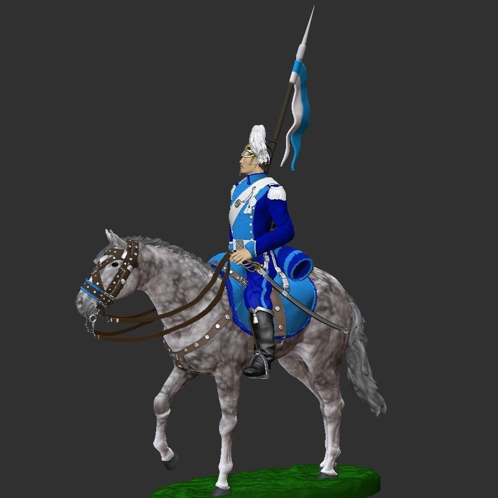 Ulhan on horseback - Polish lancer - Napoleonic wars 3D print model_8