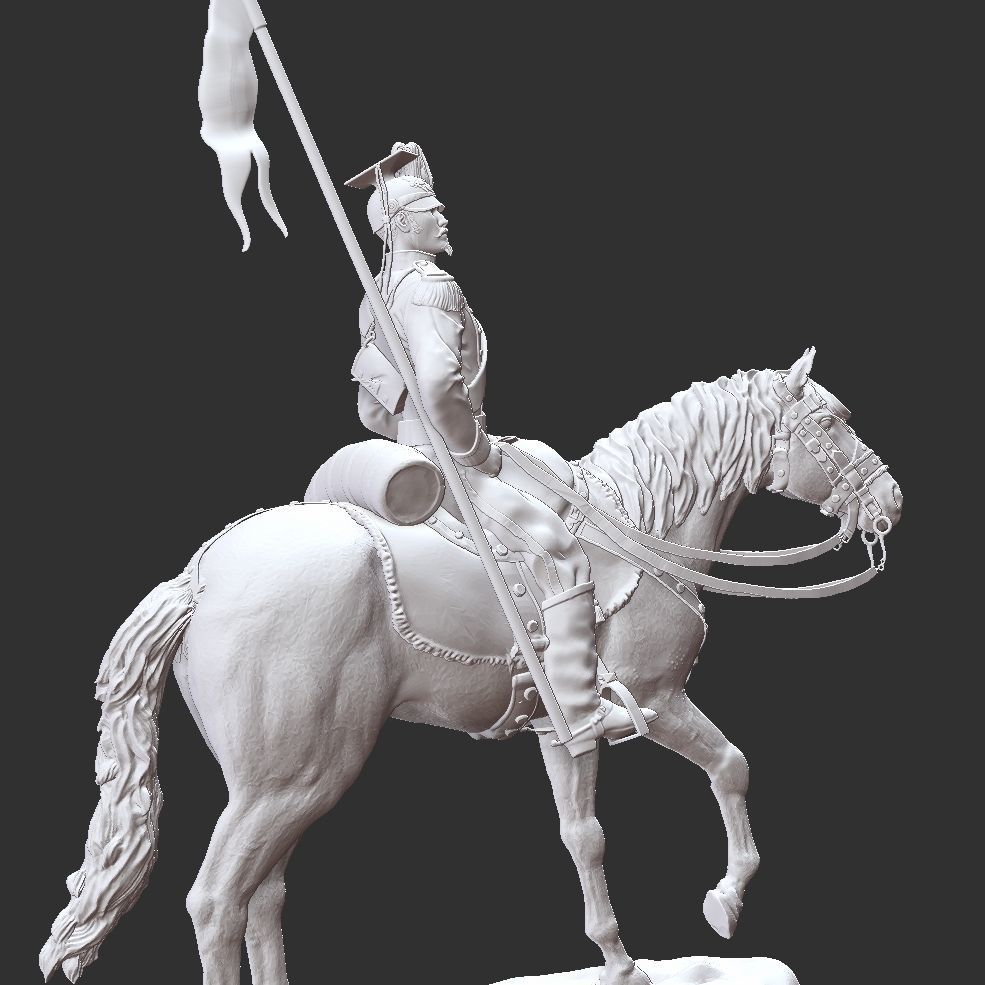 Ulhan on horseback - Polish lancer - Napoleonic wars 3D print model_7