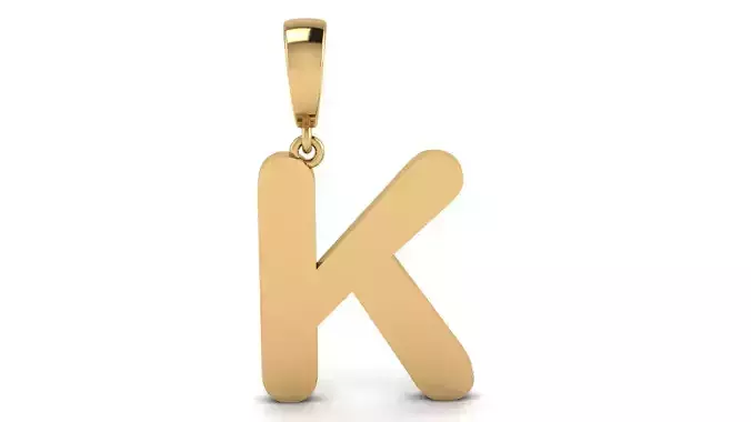 Pendant Alphabet Letter 15 mm Arial Rounded K 3D print model