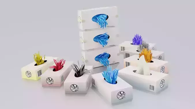 Latex Glove box and Tissue wipes Box Low-poly 3D model