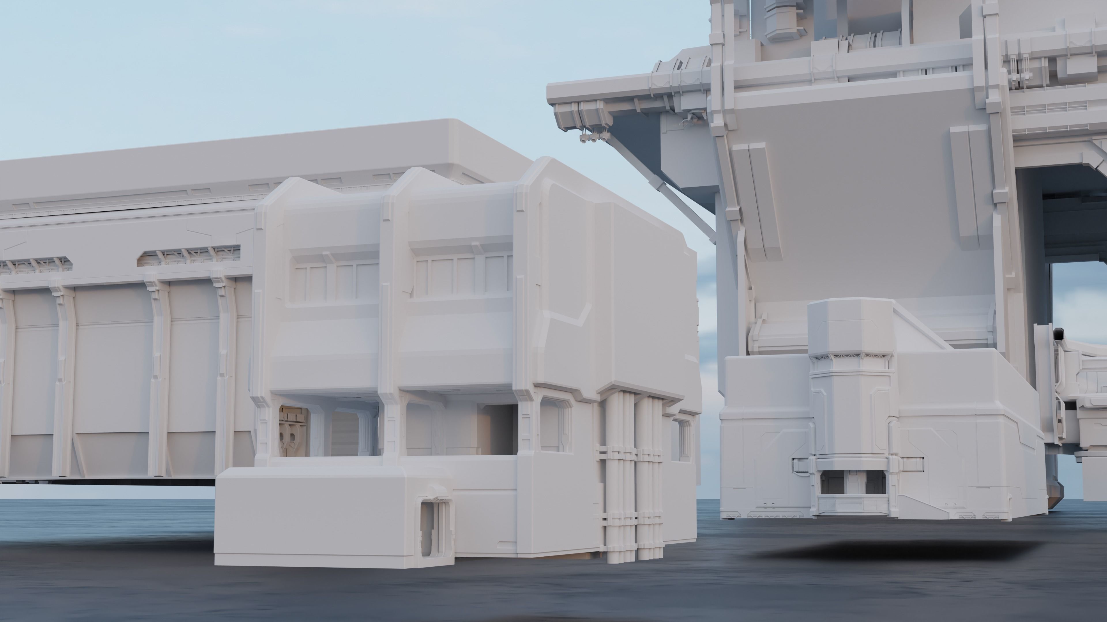 Scifi building kitbash pack Low-poly 3D model_4