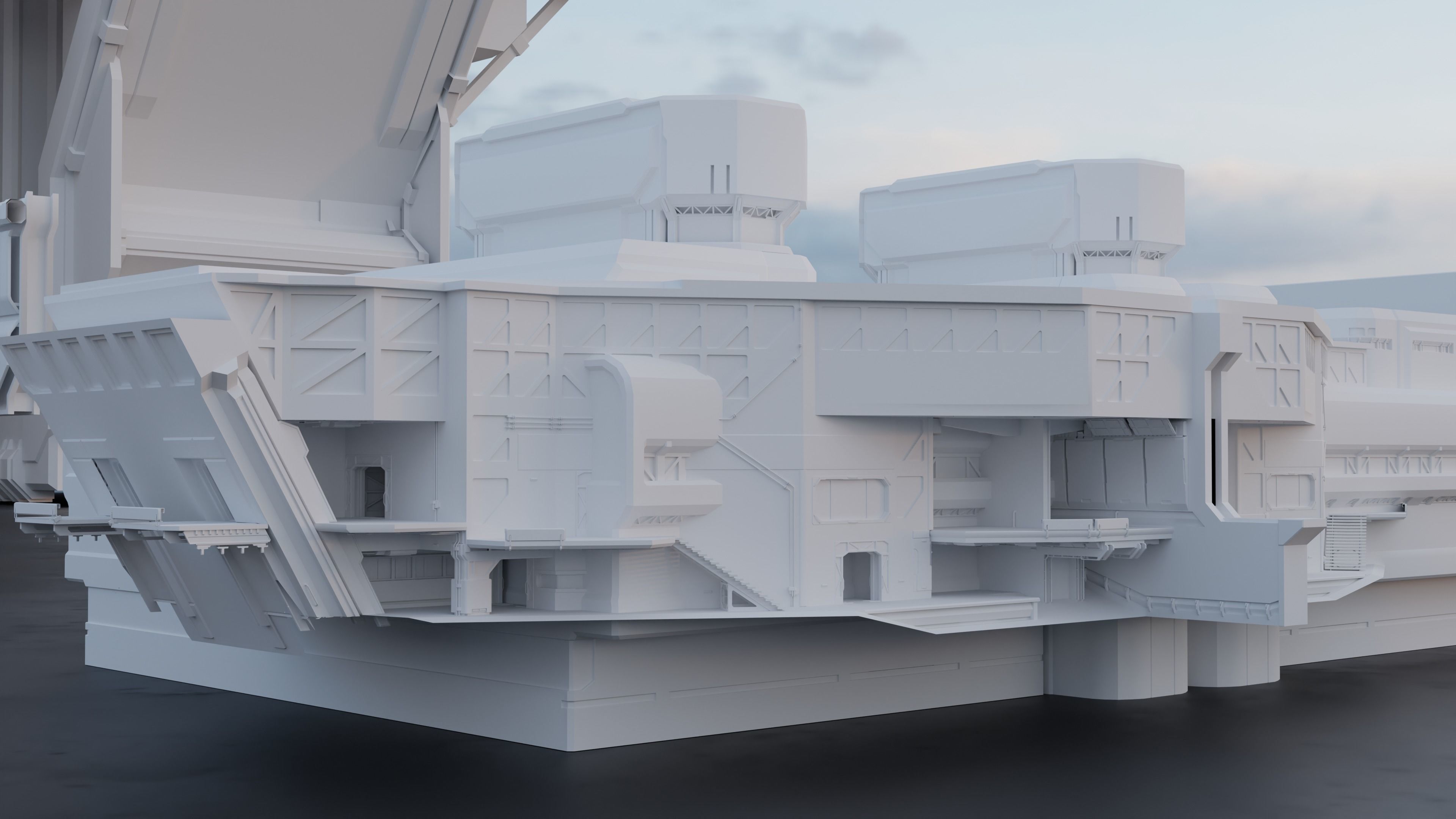 Scifi building kitbash pack Low-poly 3D model_9