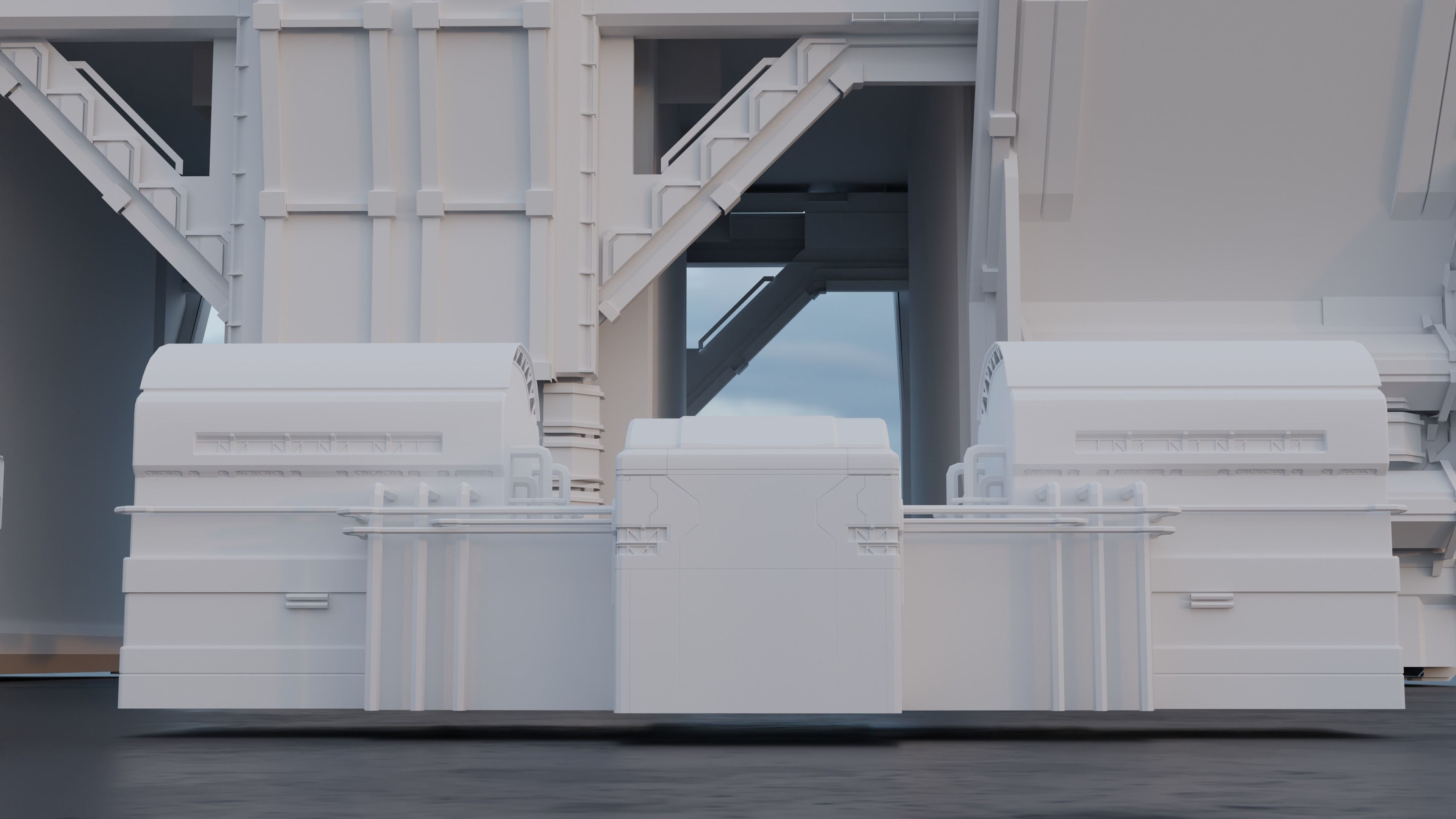 Scifi building kitbash pack Low-poly 3D model_14