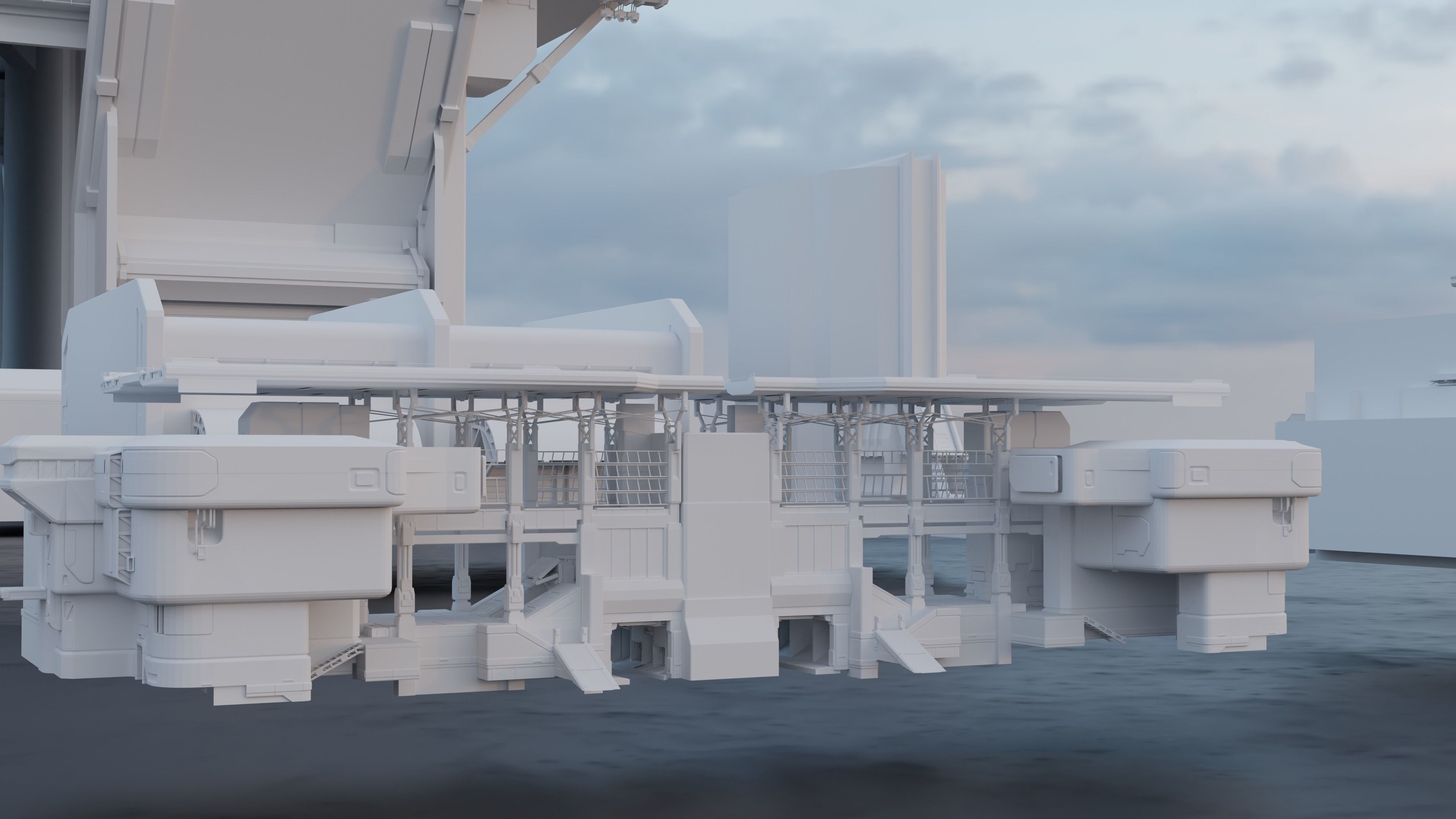 Scifi building kitbash pack Low-poly 3D model_12