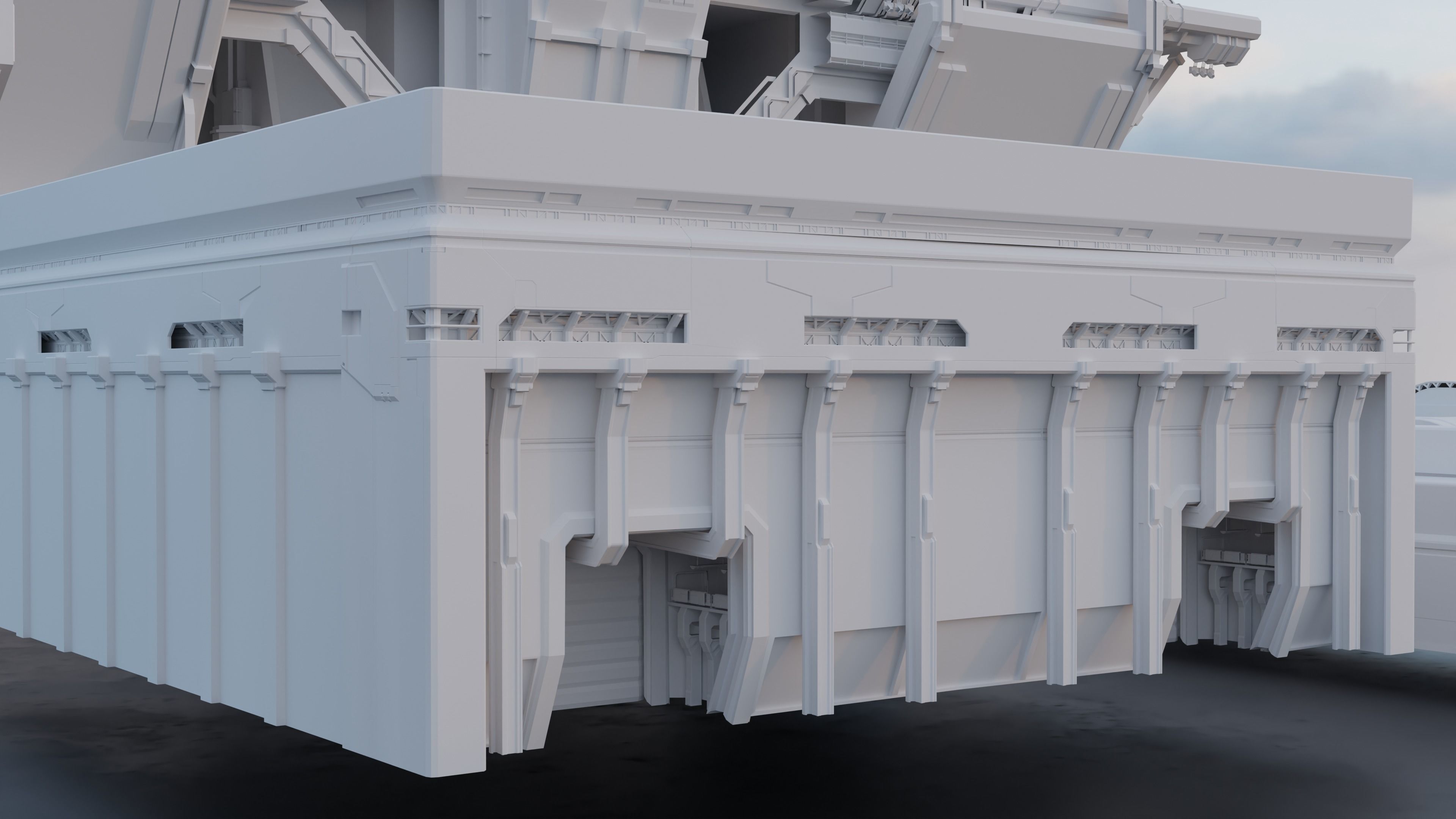 Scifi building kitbash pack Low-poly 3D model_7