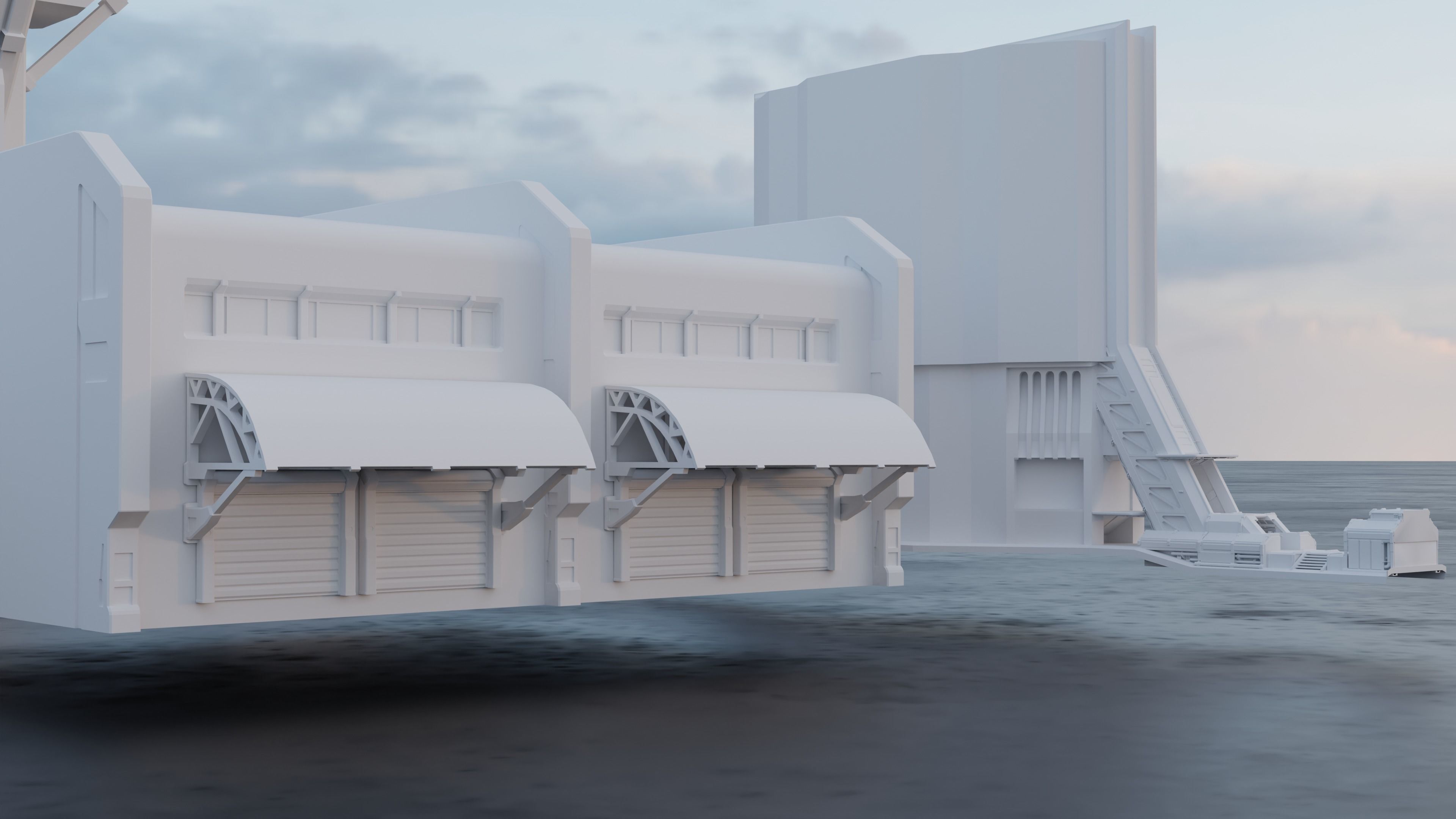 Scifi building kitbash pack Low-poly 3D model_8