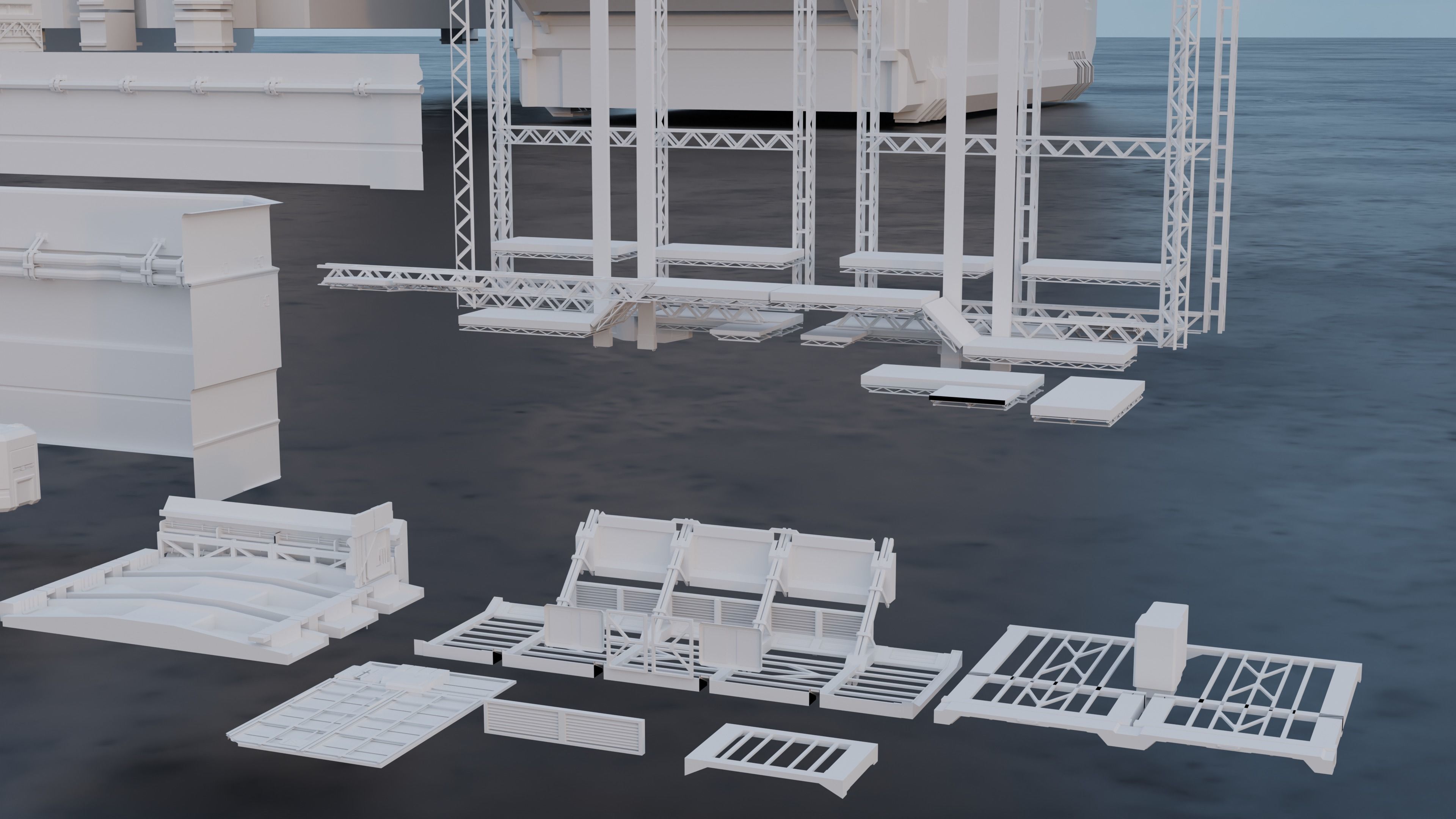 Scifi building kitbash pack Low-poly 3D model_11