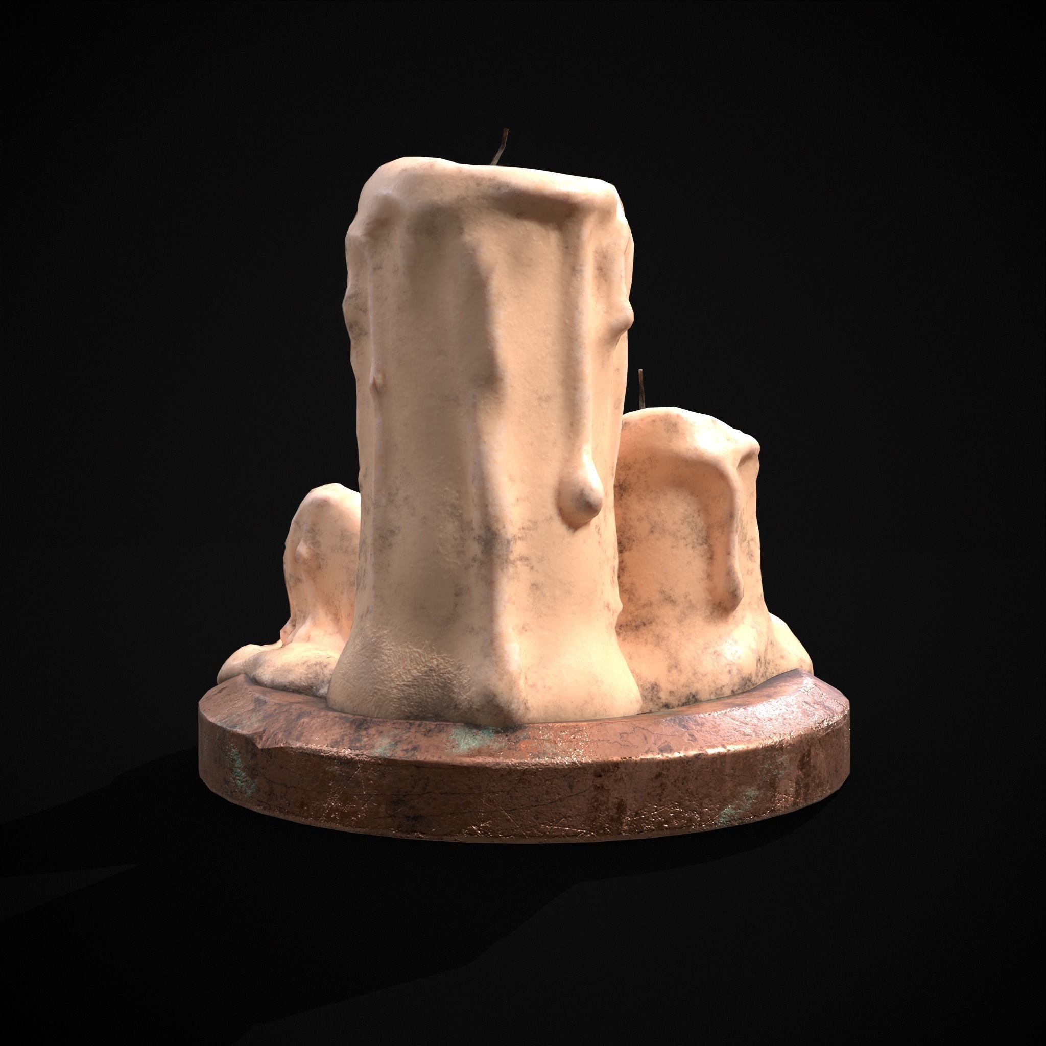 Three Melted Candles Low-poly 3D model_19