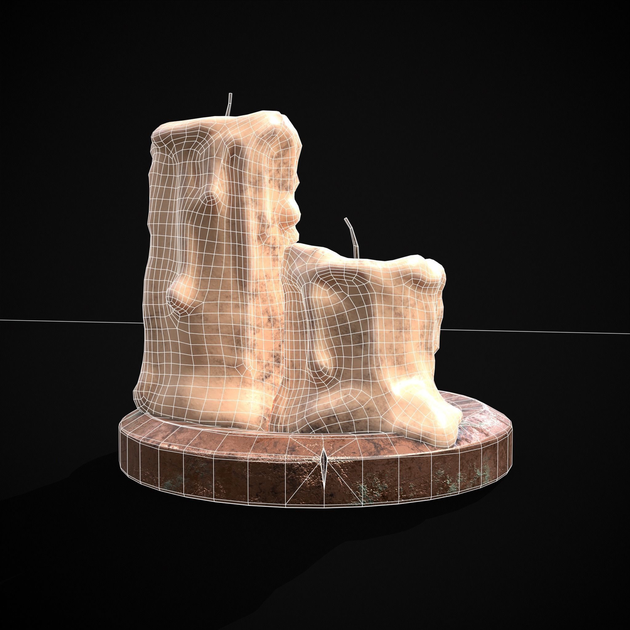 Three Melted Candles Low-poly 3D model_22