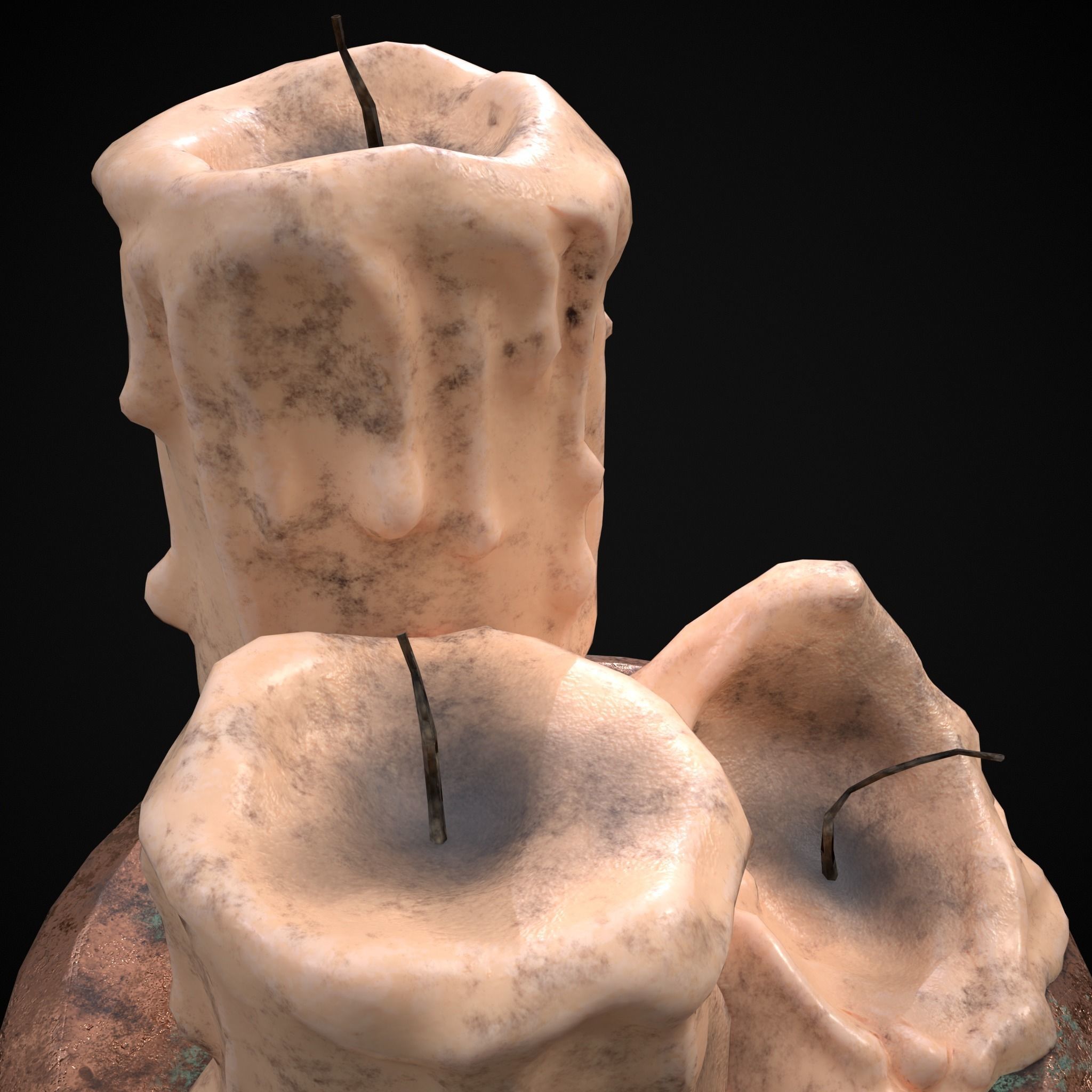 Three Melted Candles Low-poly 3D model_27