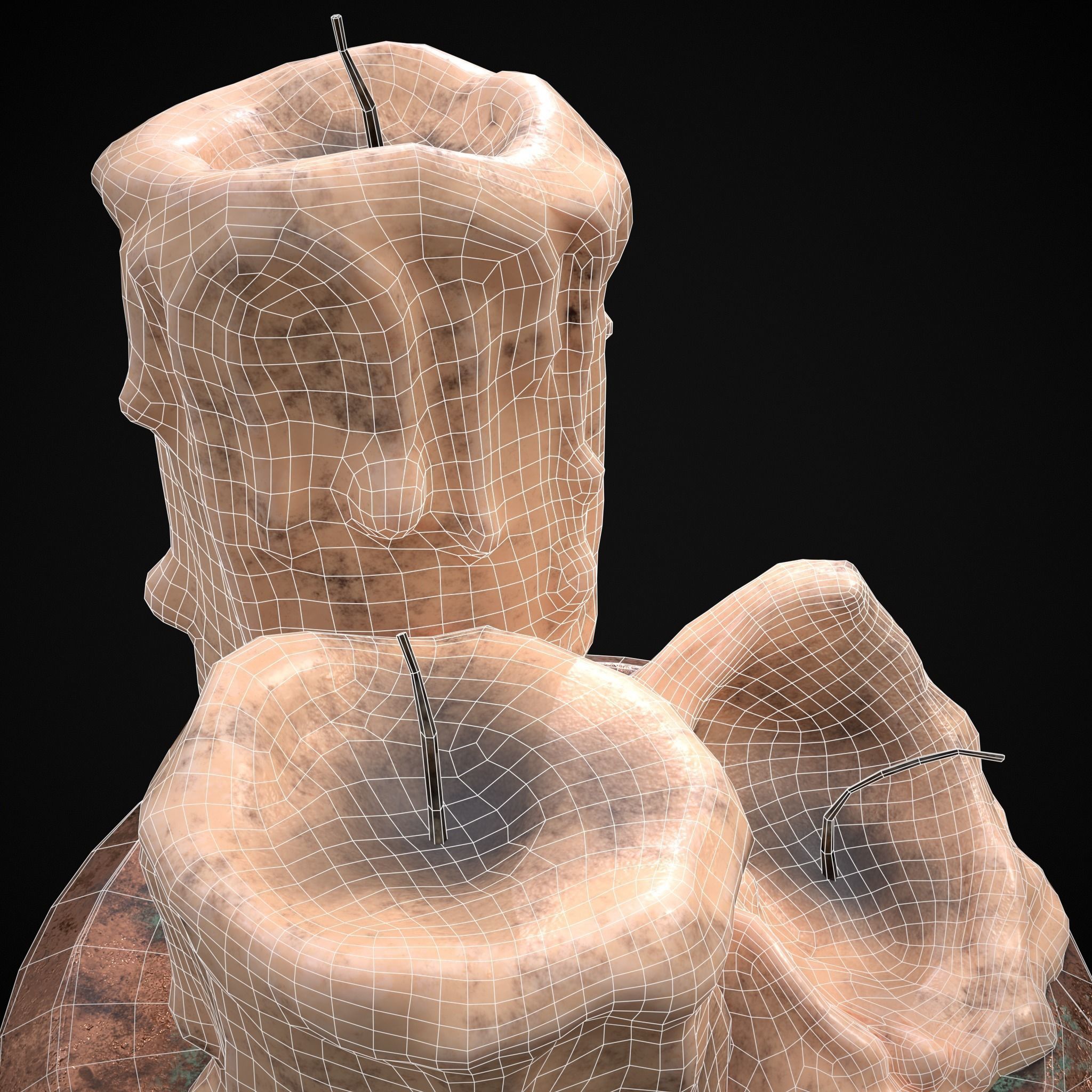 Three Melted Candles Low-poly 3D model_28