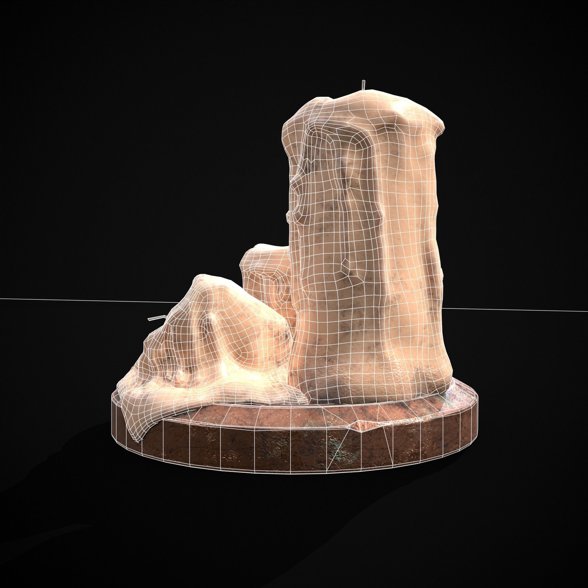 Three Melted Candles Low-poly 3D model_18