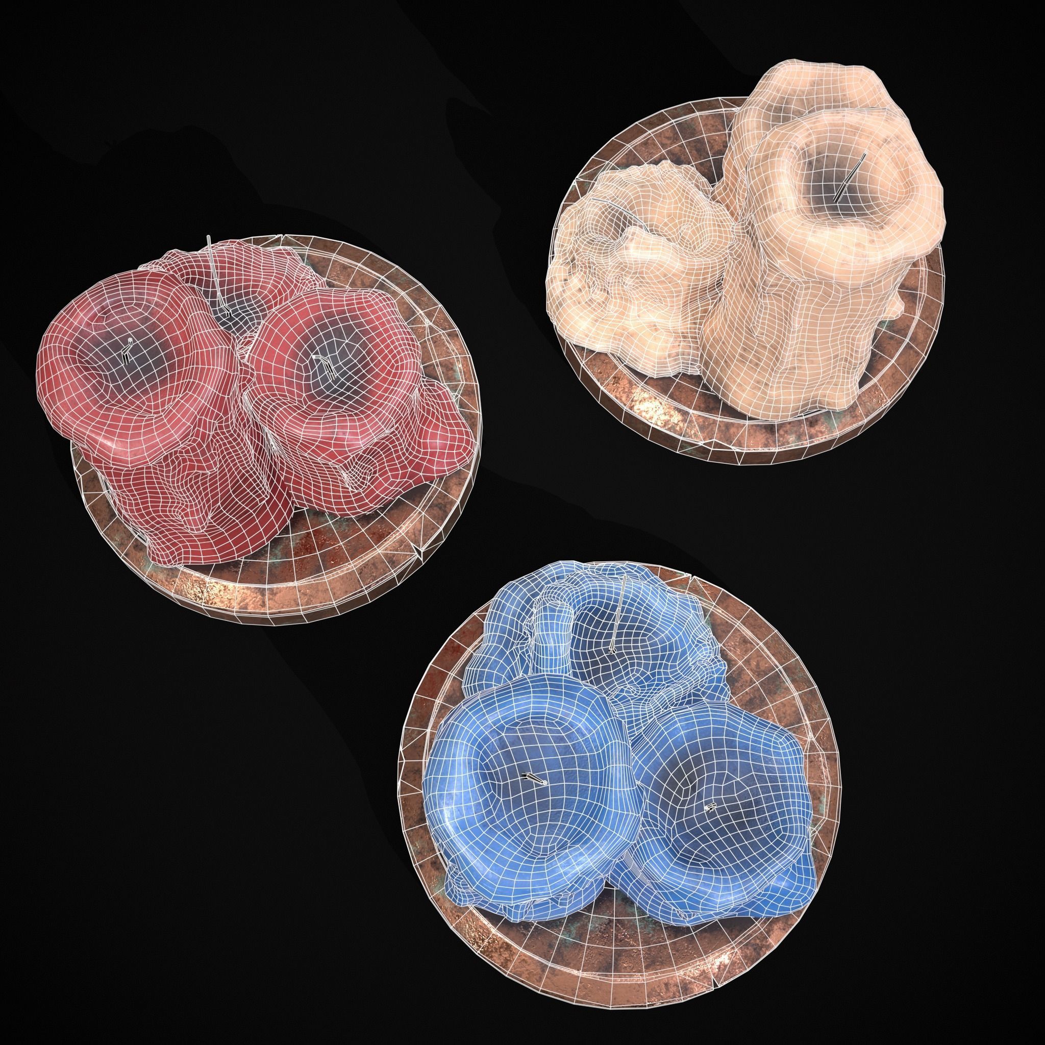 Three Melted Candles Low-poly 3D model_14