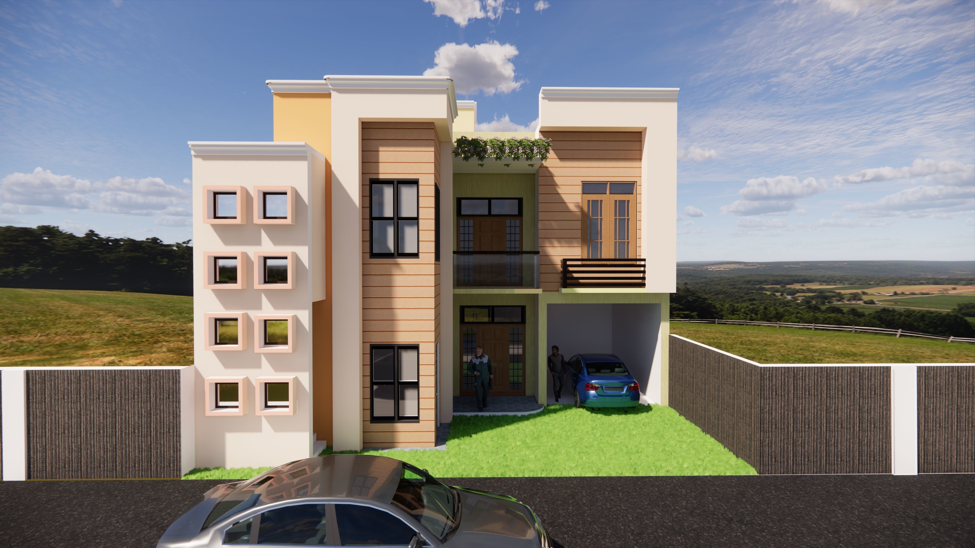 Modern house model 3D print model_2