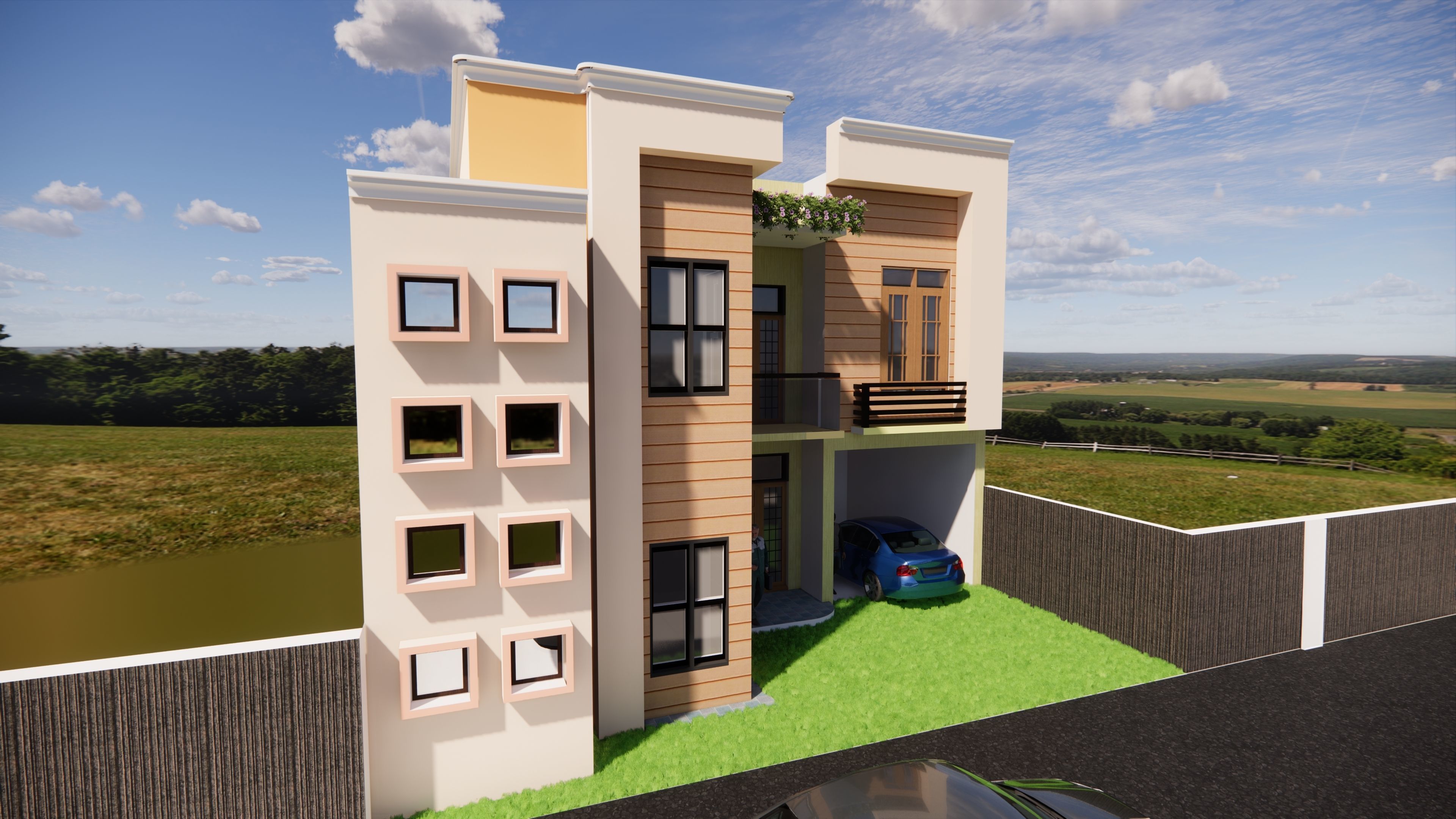 Modern house model 3D print model_1