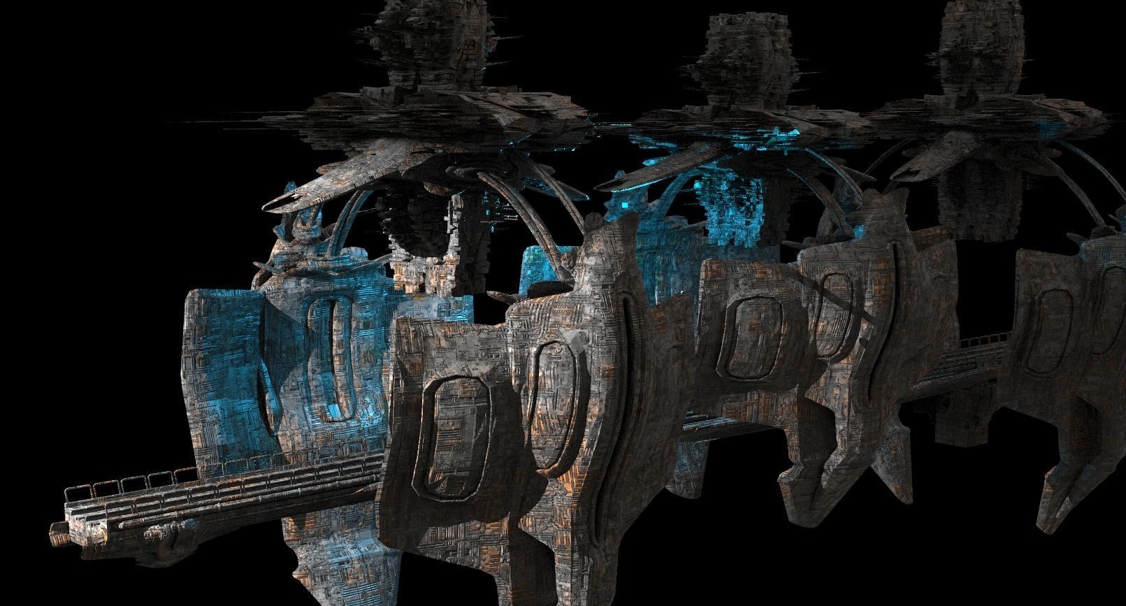 Sc Fi Train tunnel claws 3D model_1