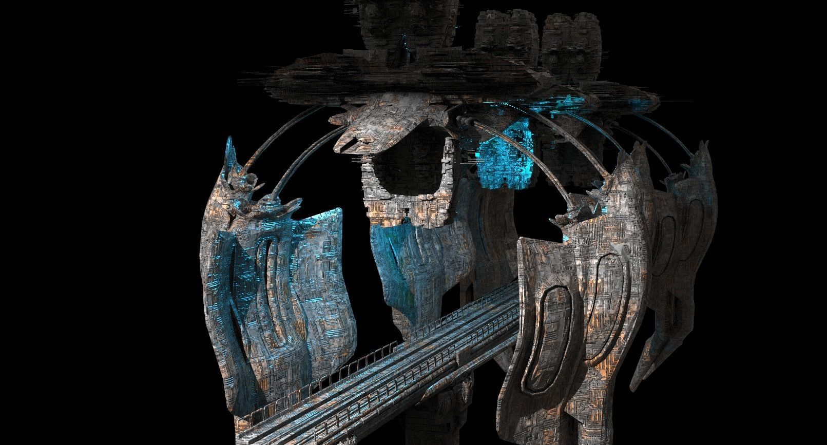 Sc Fi Train tunnel claws 3D model_2