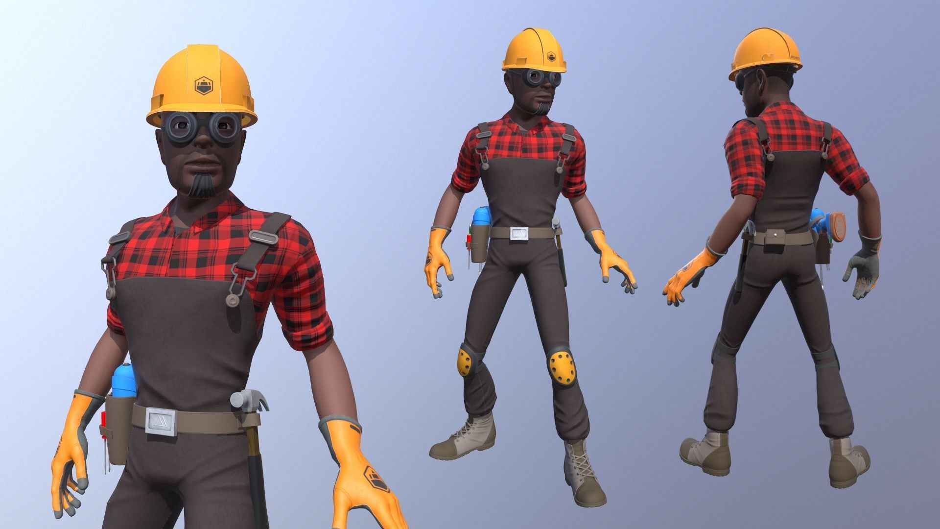 Builder Low-poly 3D model_3